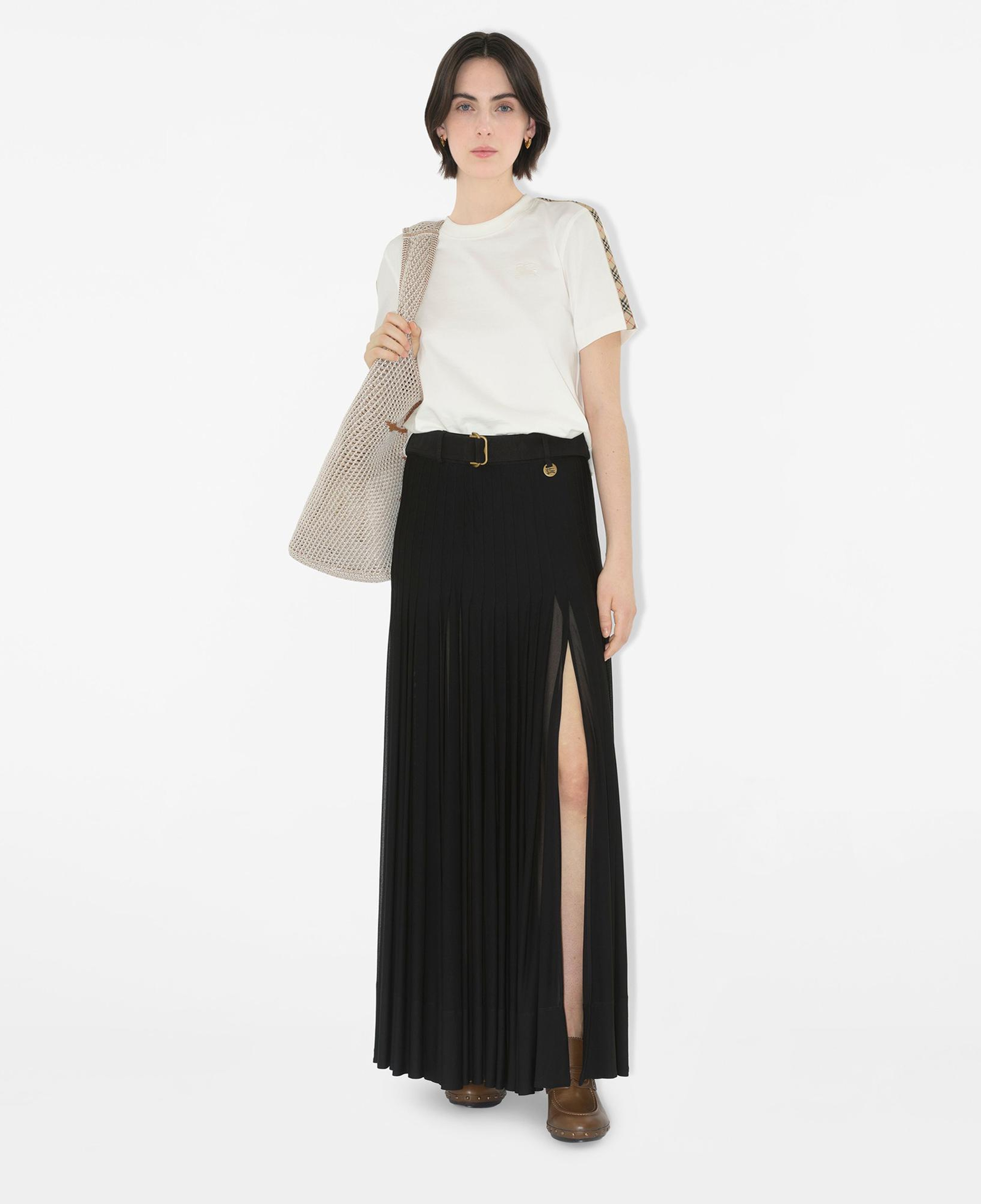 Burberry Tal Trim Cotton Kadın Beyaz T-Shirt