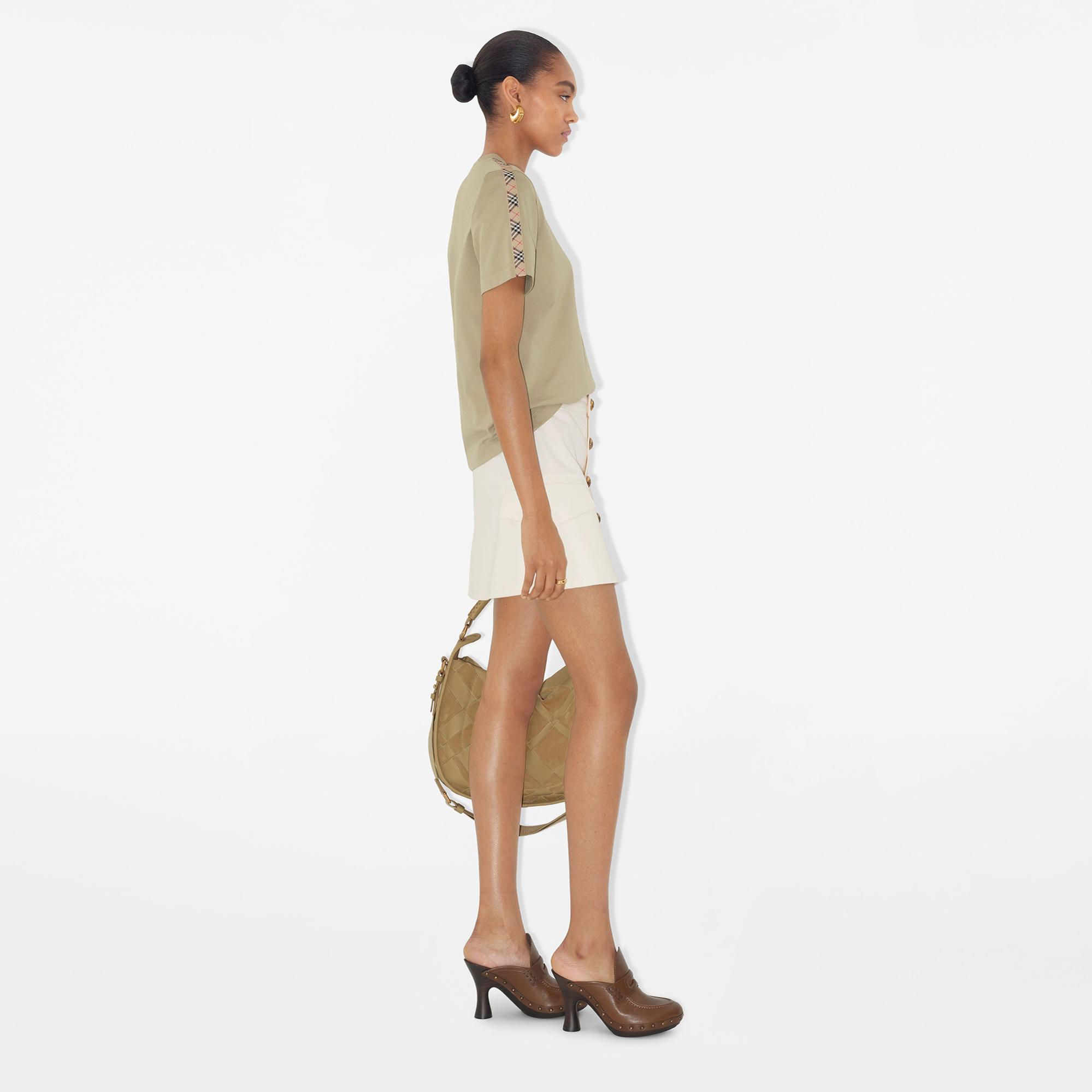 Burberry Tal Trim Cotton Kadın Haki T-Shirt