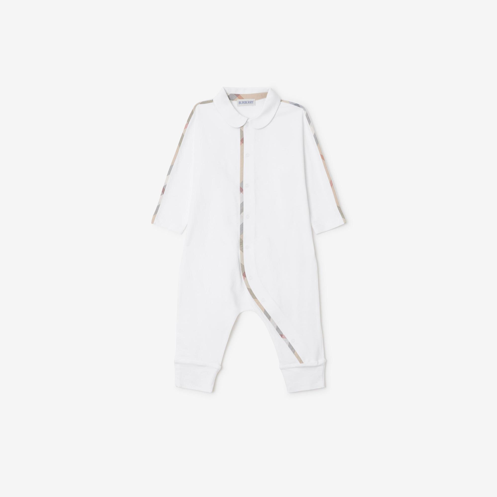 Burberry Hamilton Set Stretch Cotton Three-Piece Çocuk Beyaz Bebek Takımı