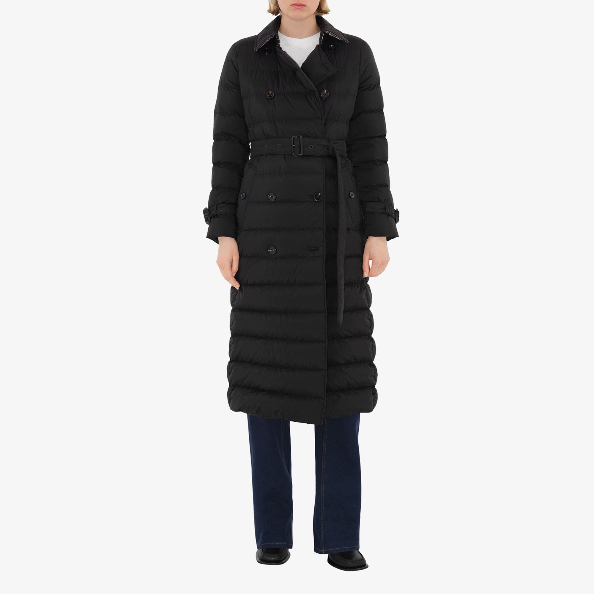 Burberry Long Nylon Puffer Kadın Siyah Mont