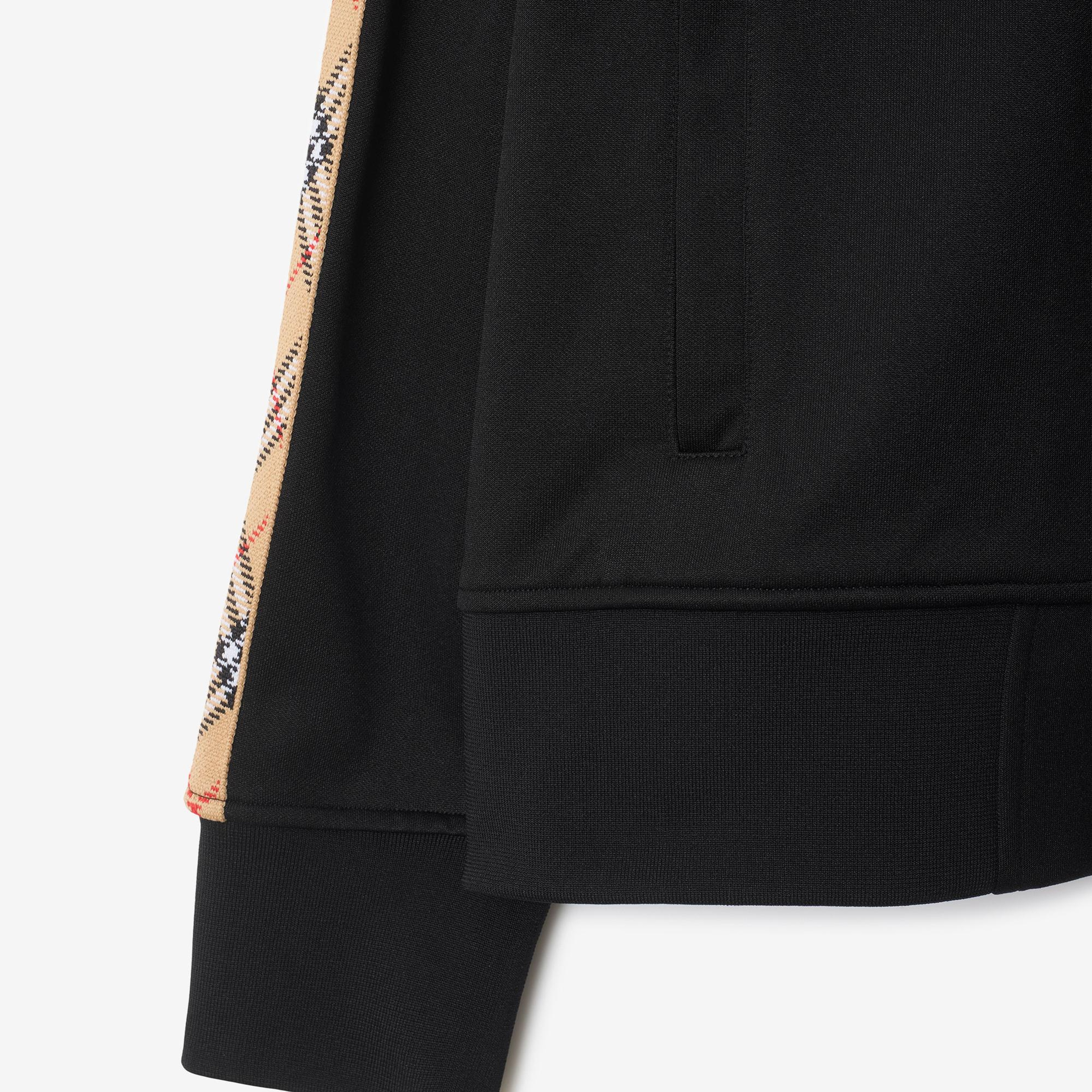 Burberry Check Trim Cotton Blend Track Erkek Siyah Sweatshirt