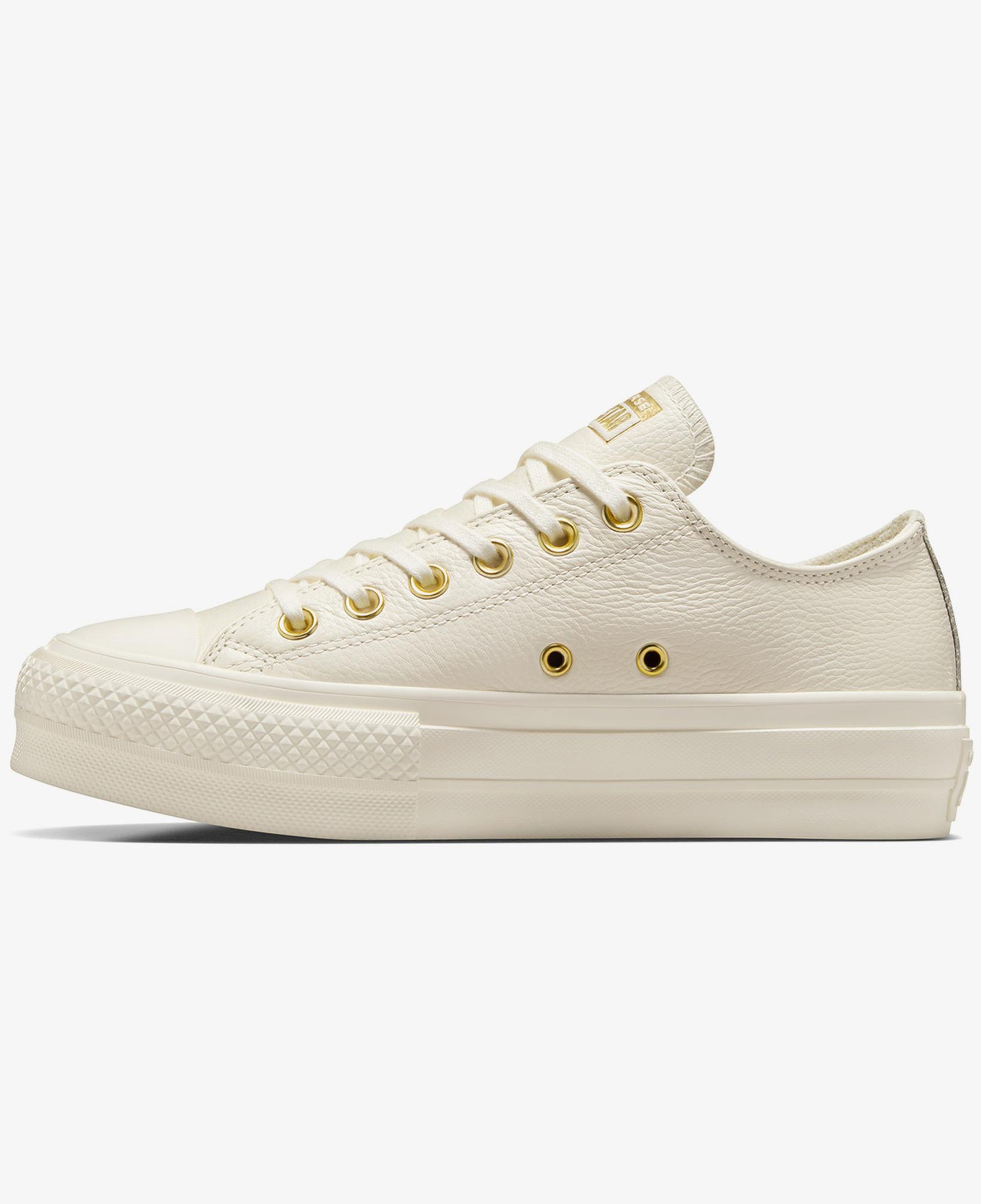 Converse Chuck Taylor All Star Lift Unisex Krem Deri Platform Sneaker