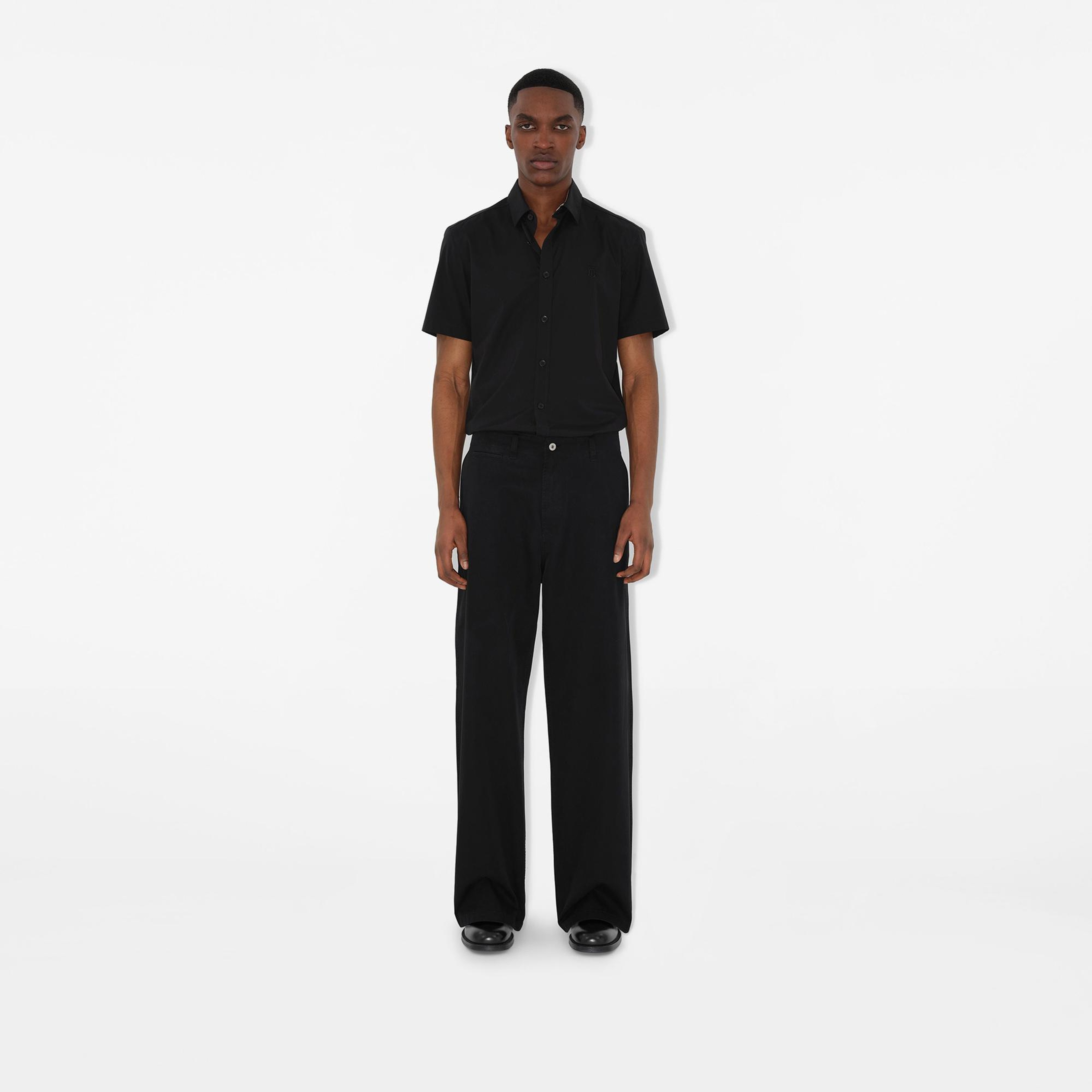 Burberry Sherwood Cotton Erkek Siyah Gömlek