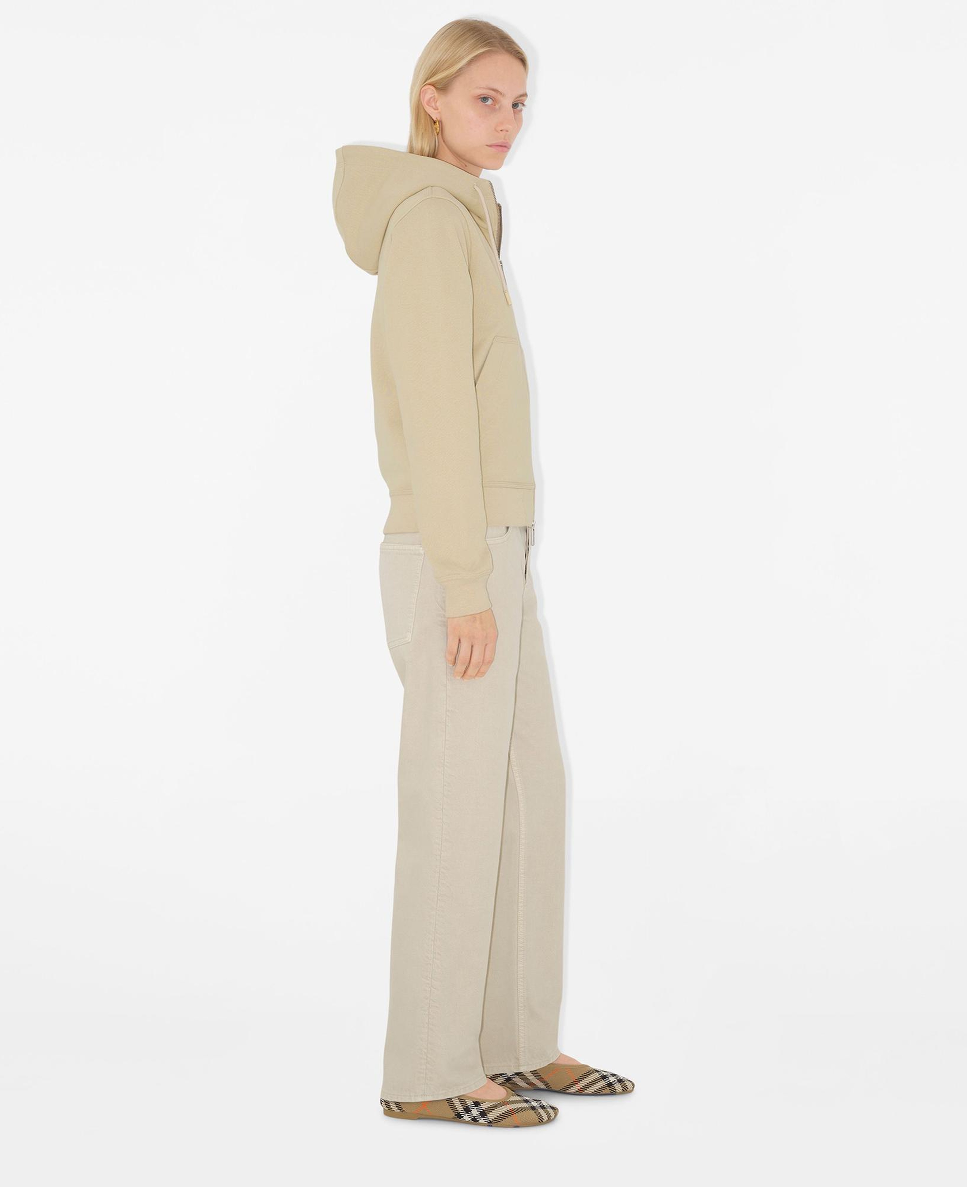 Burberry For Label Cotton Zip Kadın Krem Hoodie