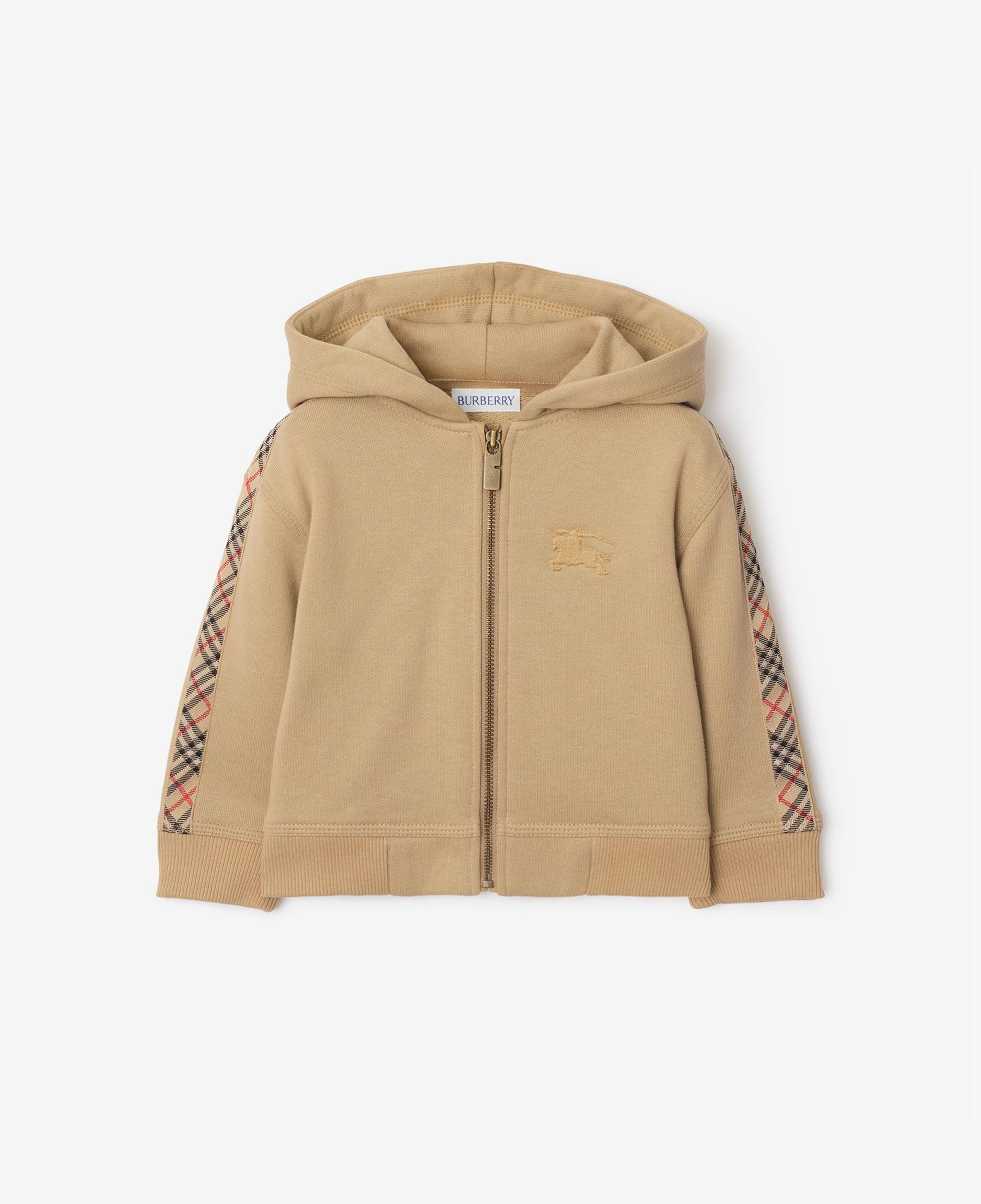 Burberry Clyde Check Trim Cotton Çocuk Bej Sweatshirt