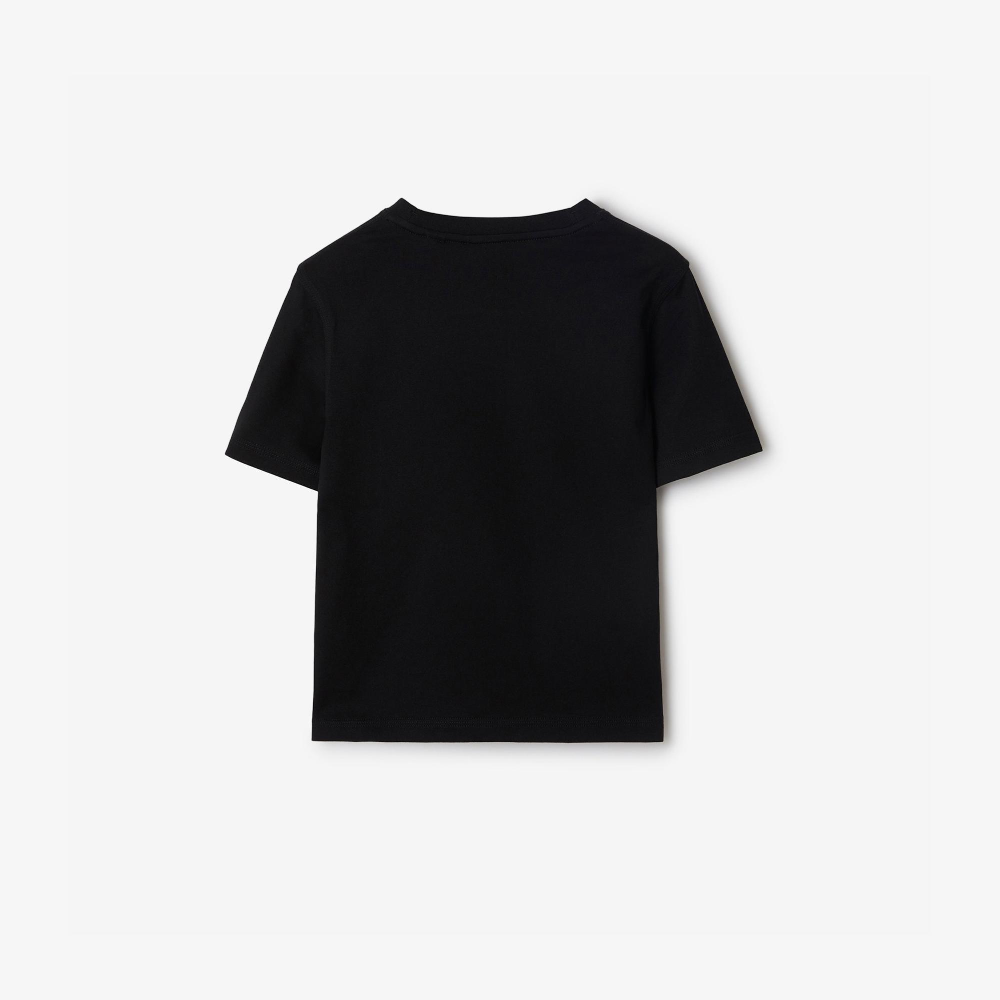 Burberry Cedar Check Label Cotton Çocuk Siyah T-Shirt