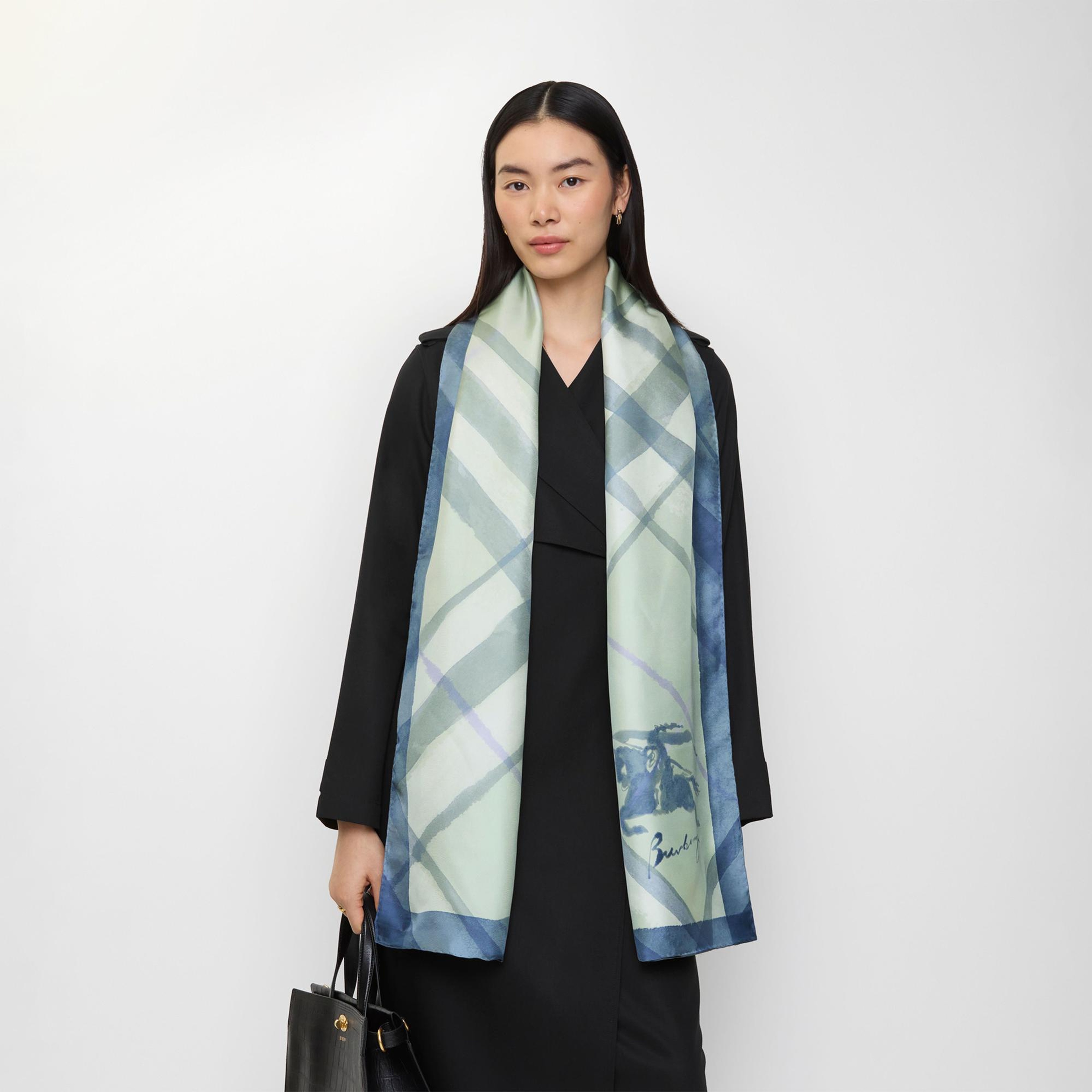 Burberry Watercolour Oblong Kadın Yeşil Eşarp