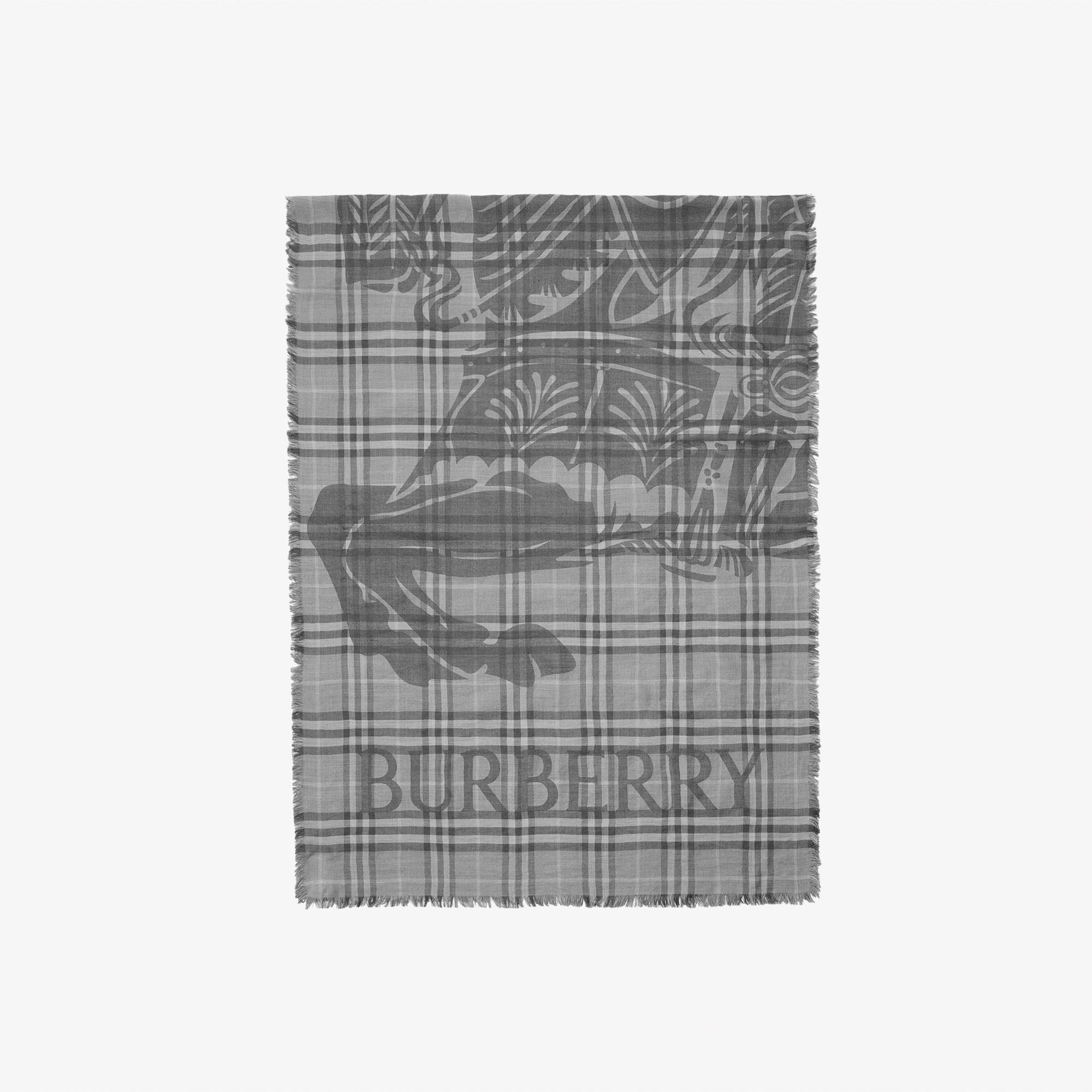 Burberry 200X70 Ekd Check Kadın Gri Atkı