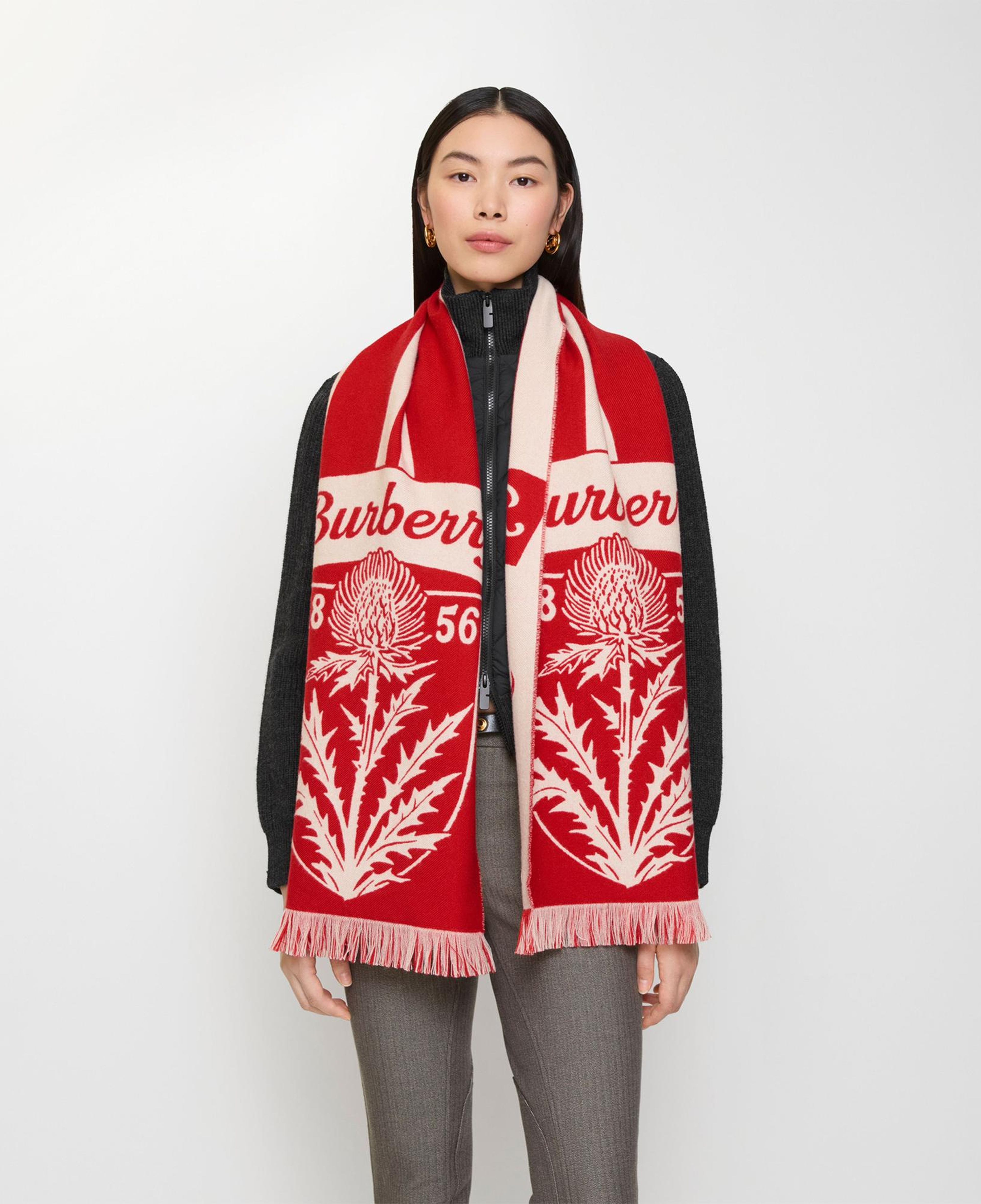 Burberry Thıstle Football Kadın Kırmızı Atkı