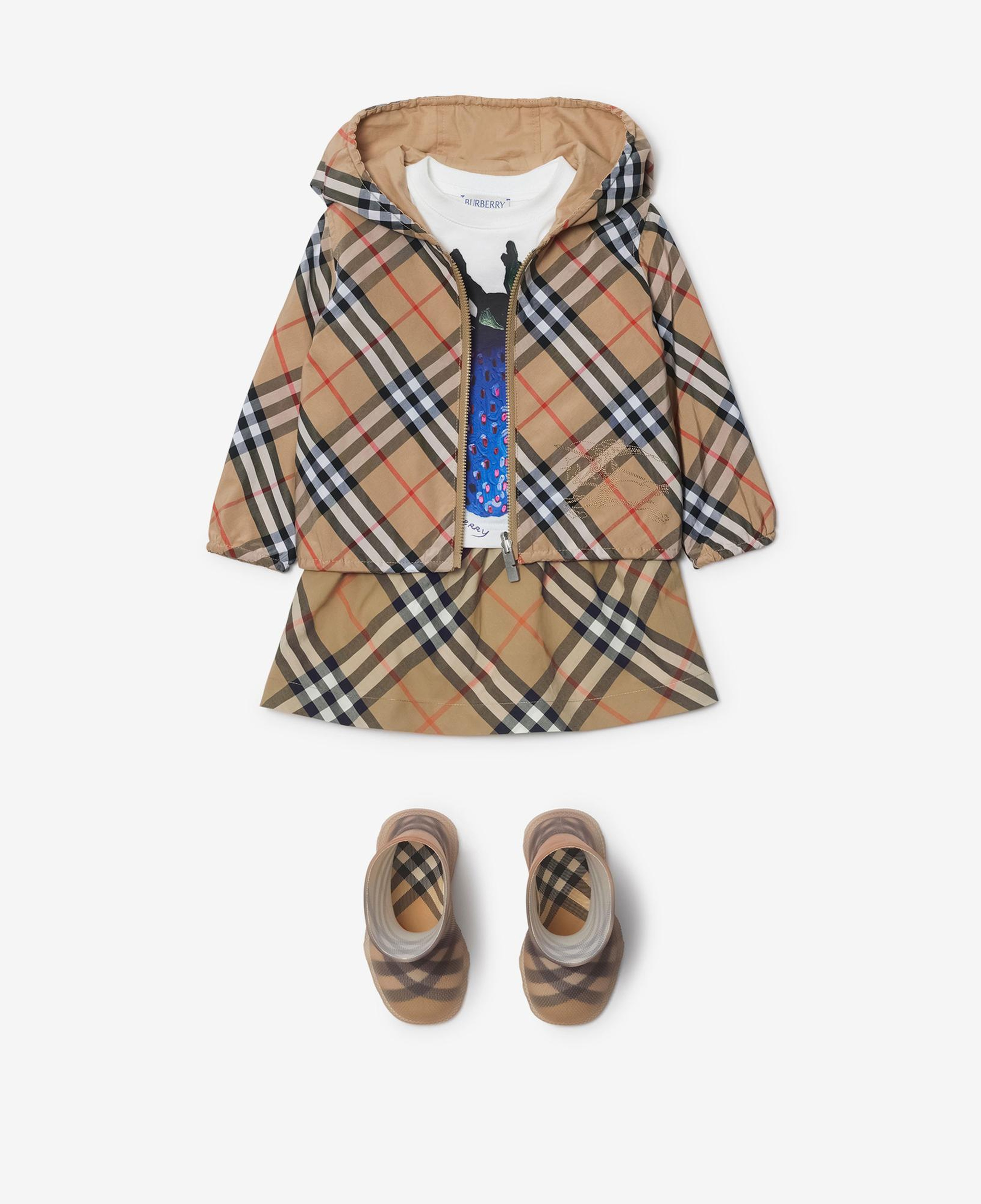 Burberry Reversible Check Pamuk Karışımlı Çocuk Bej Ceket