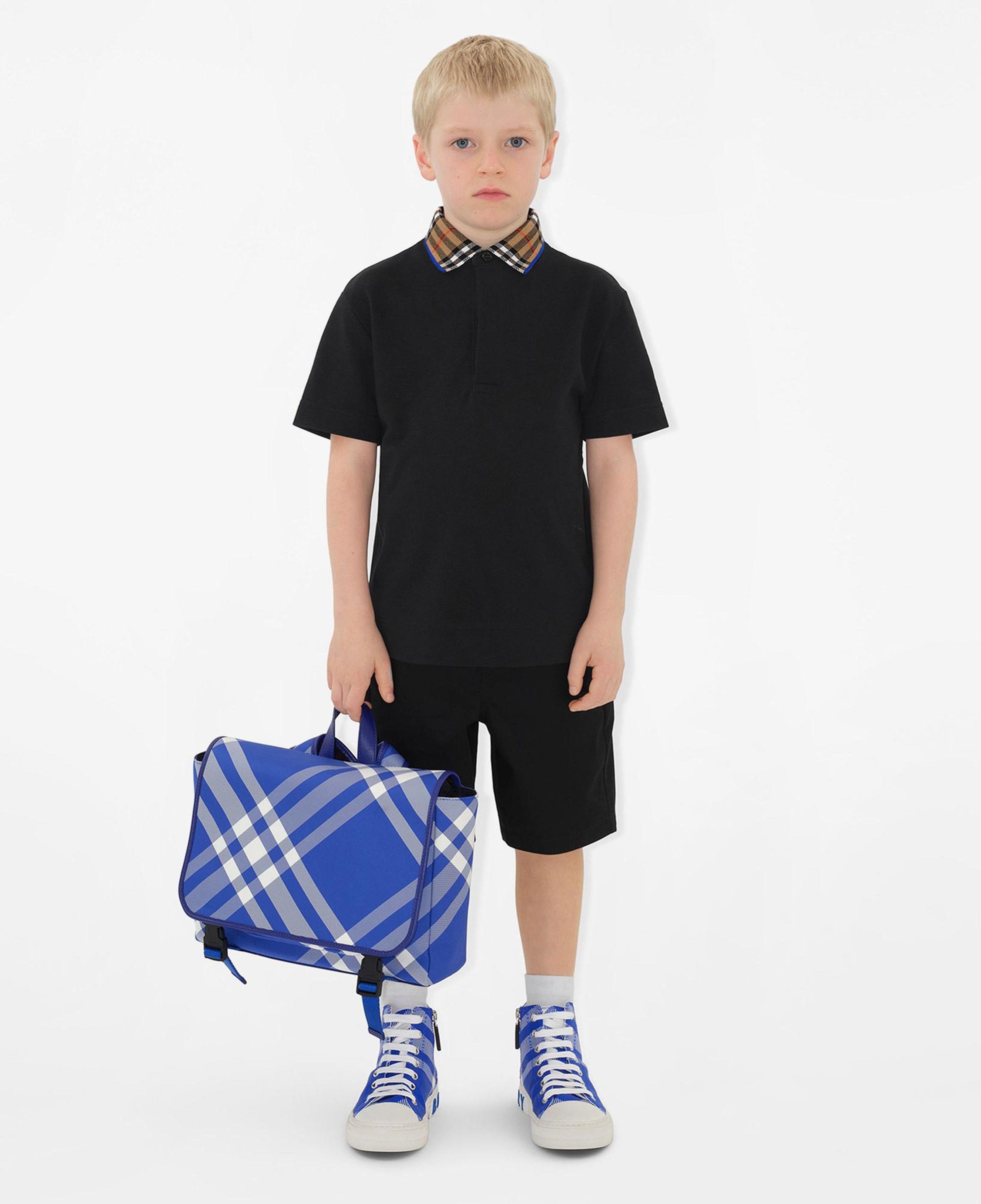 Burberry Check Yaka Detaylı Pamuklu Çocuk Siyah Polo