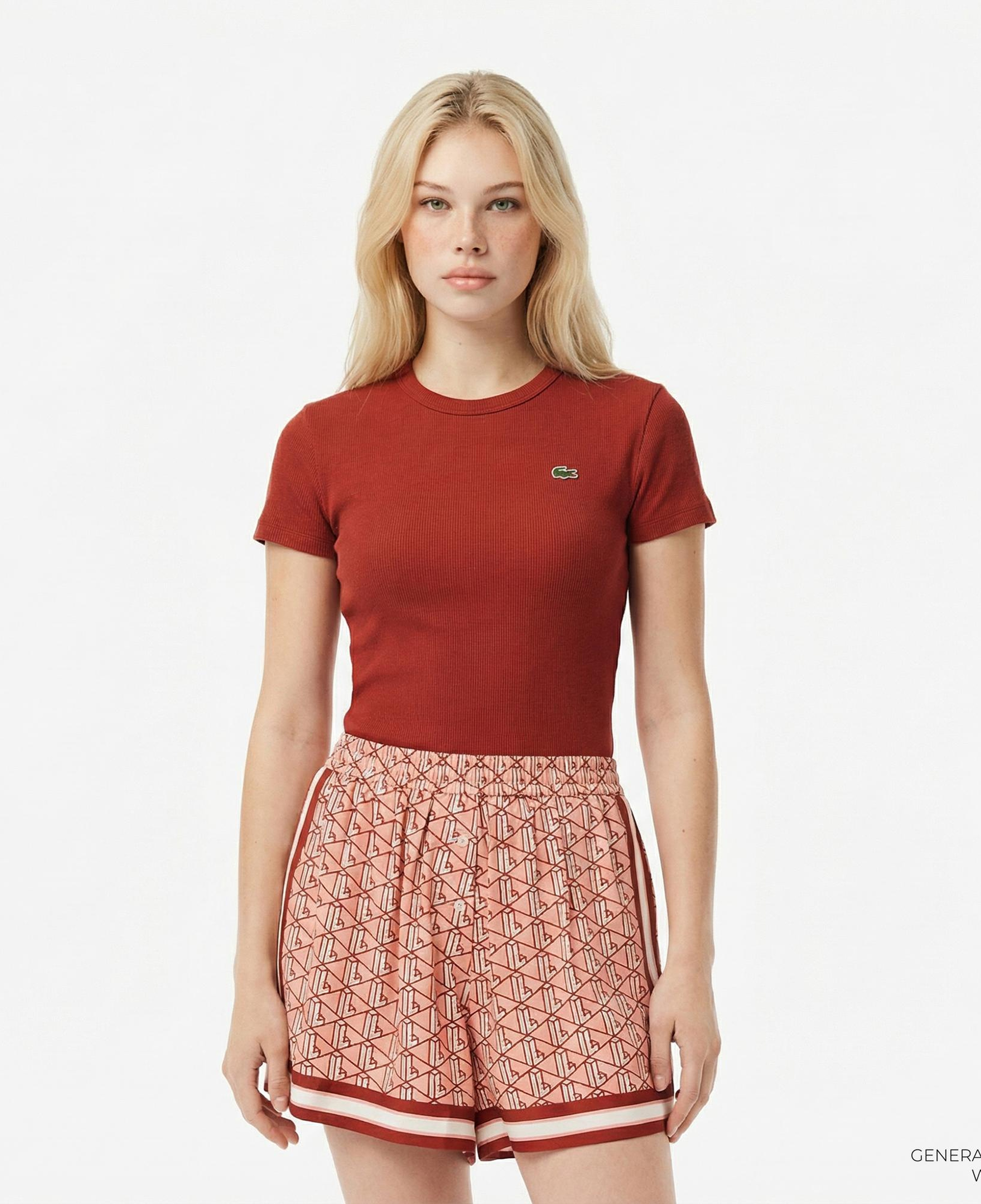 Lacoste Kadın Slim Fit Bisiklet Yaka Kırmızı T-Shirt