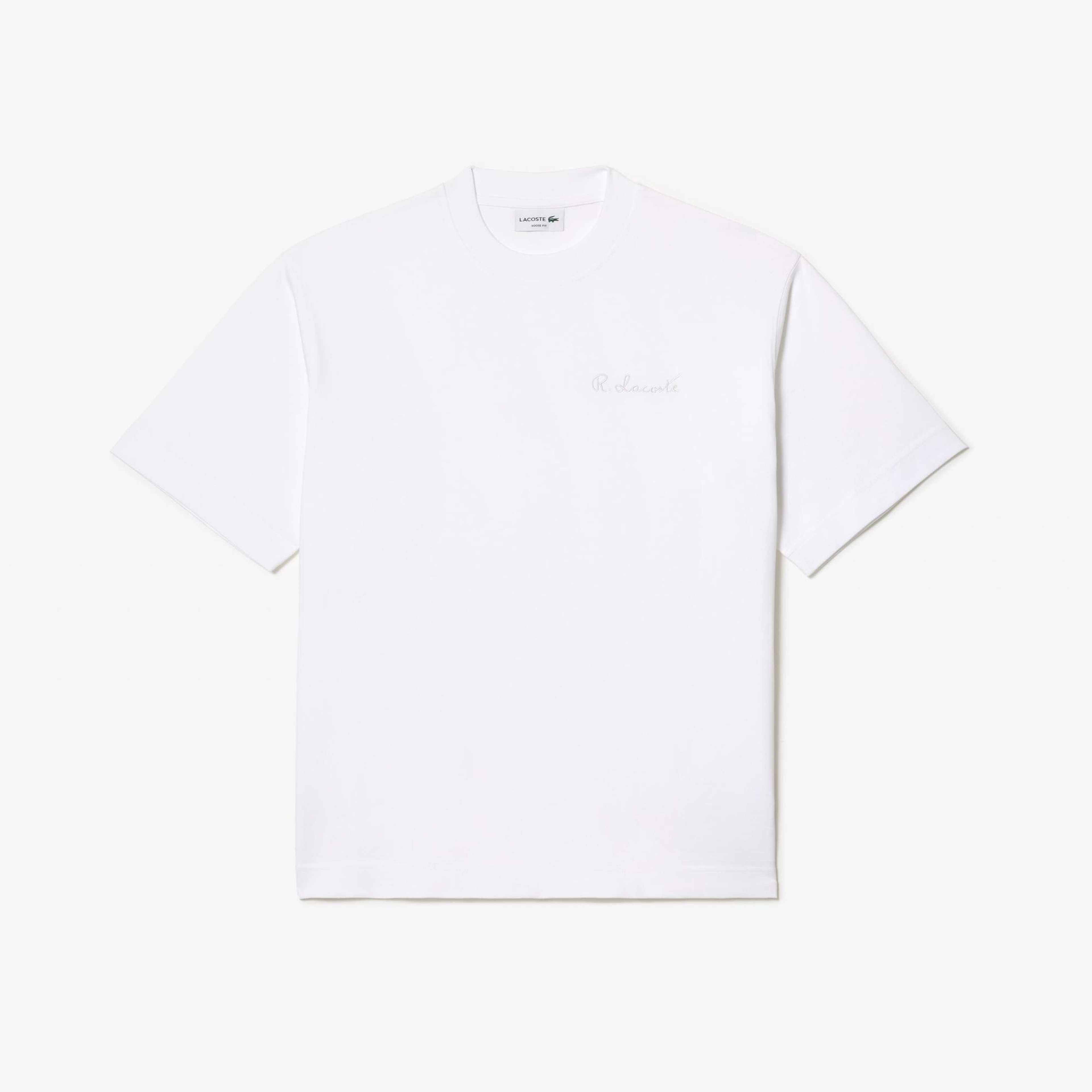 Lacoste Erkek Oversize Fit Bisiklet Yaka Beyaz T-Shirt