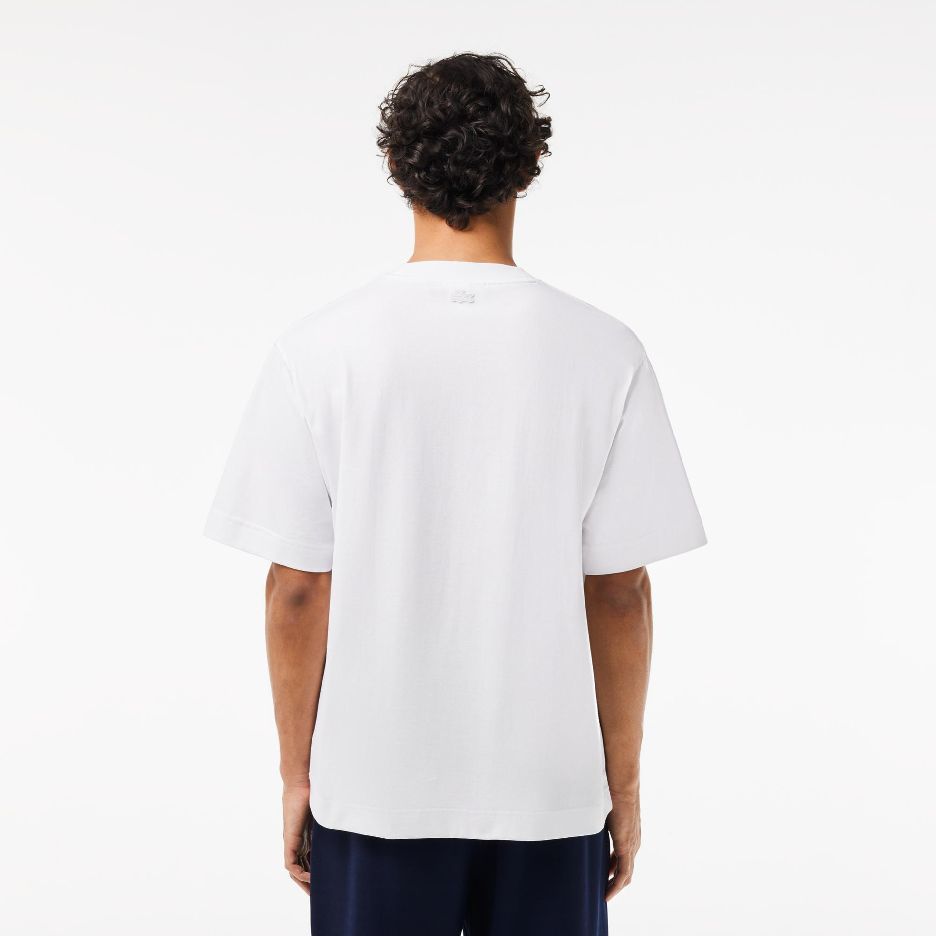 Lacoste Erkek Oversize Fit Bisiklet Yaka Beyaz T-Shirt