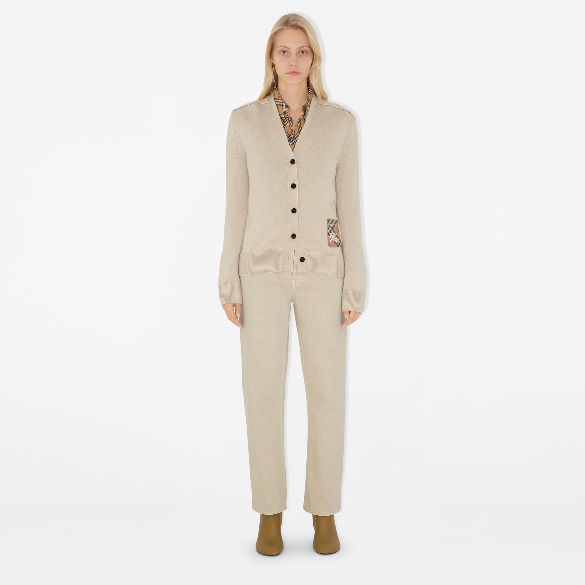 Burberry Smt Label Wool Cardigan Kadın Krem Hırka