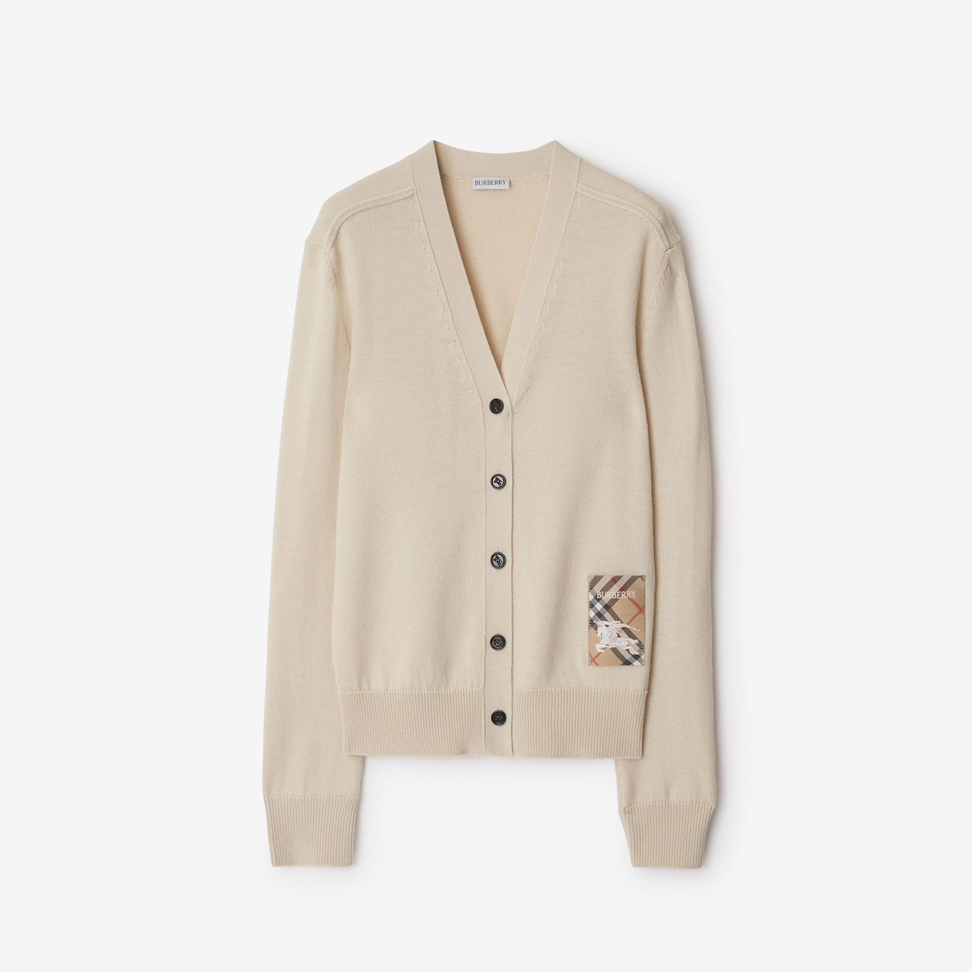 Burberry Smt Label Wool Cardigan Kadın Krem Hırka
