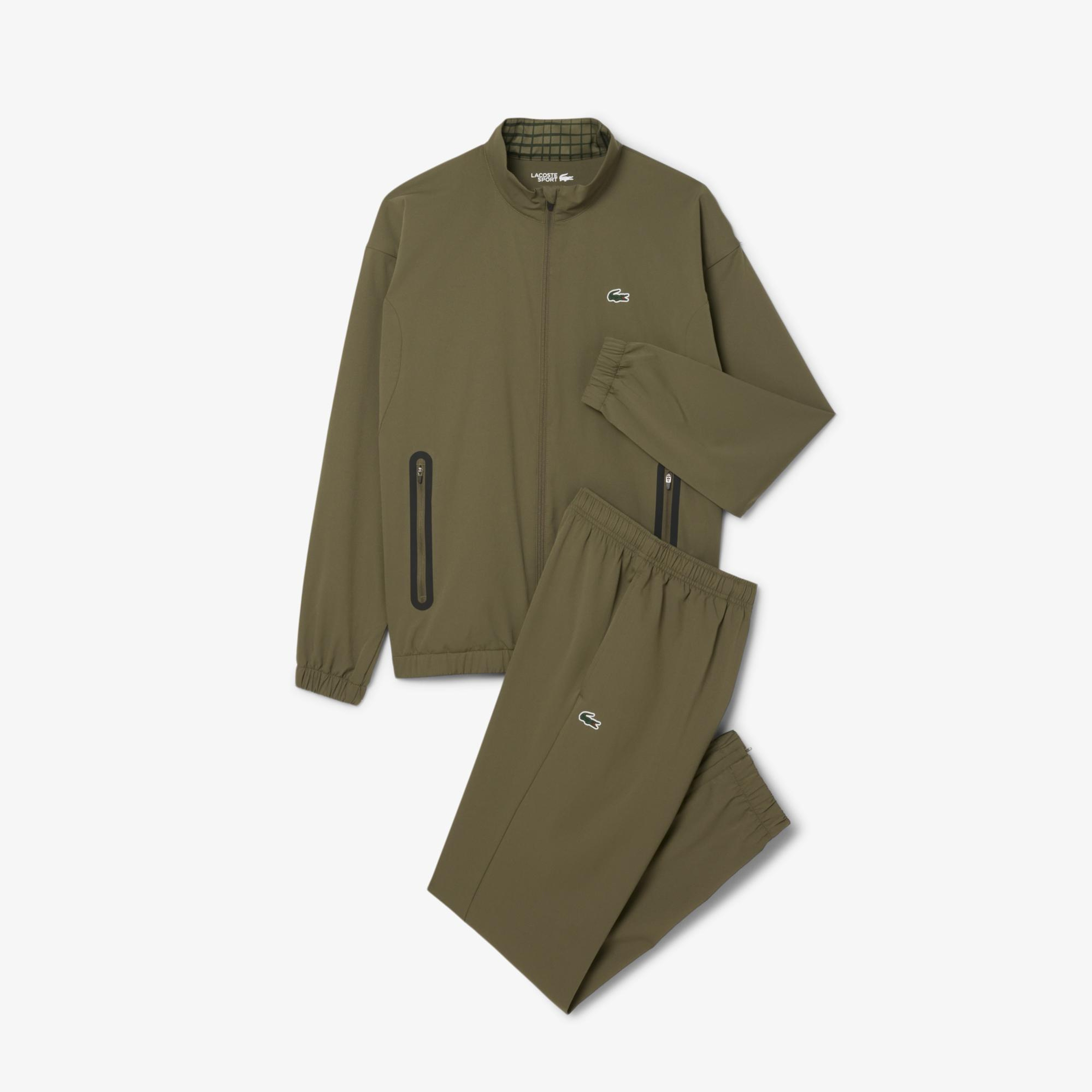 Lacoste Erkek Regular Fit Fermuarlı Baskılı Haki Eşofman Takımı