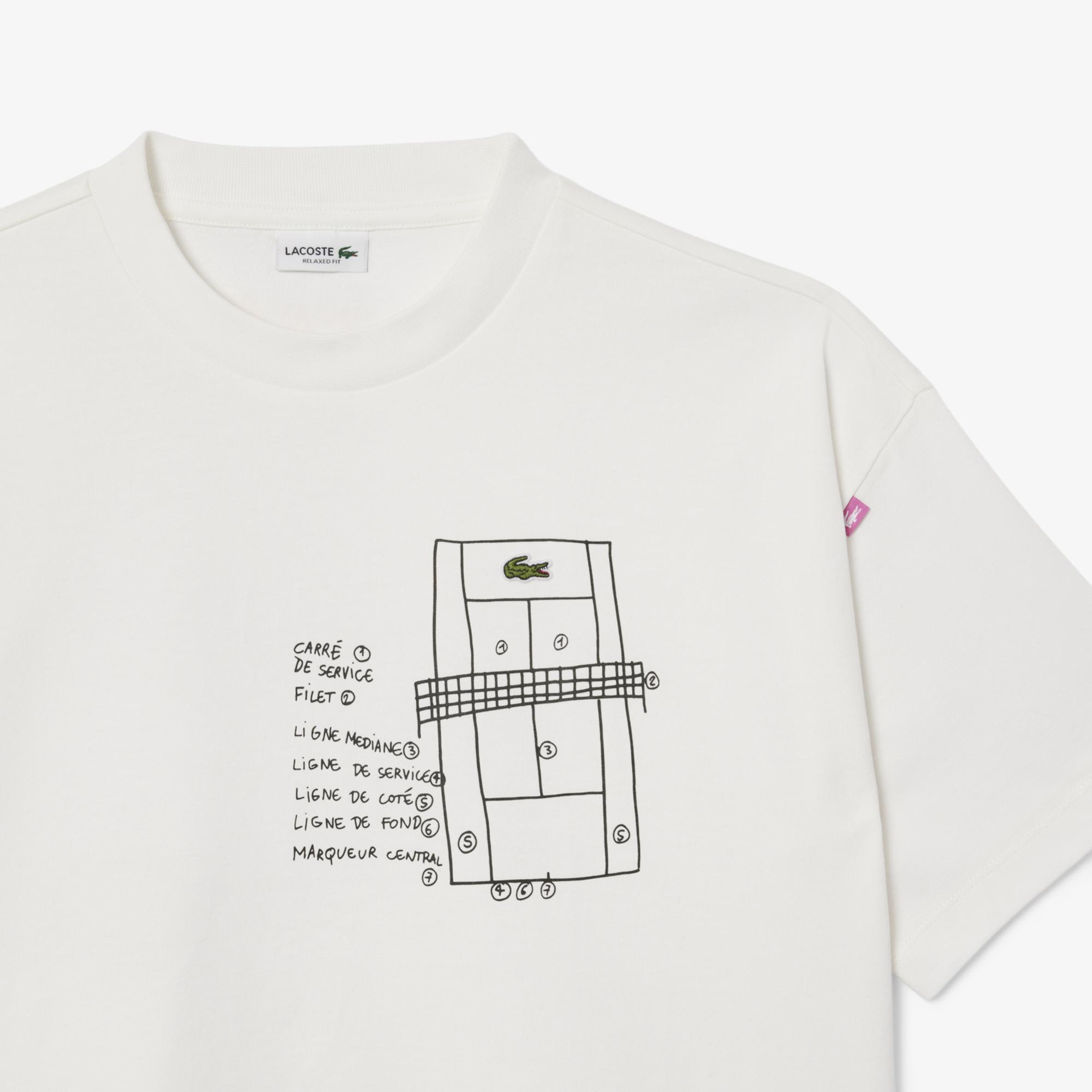 Lacoste Kız Çocuk Bisiklet Yaka Baskılı Beyaz T-Shirt