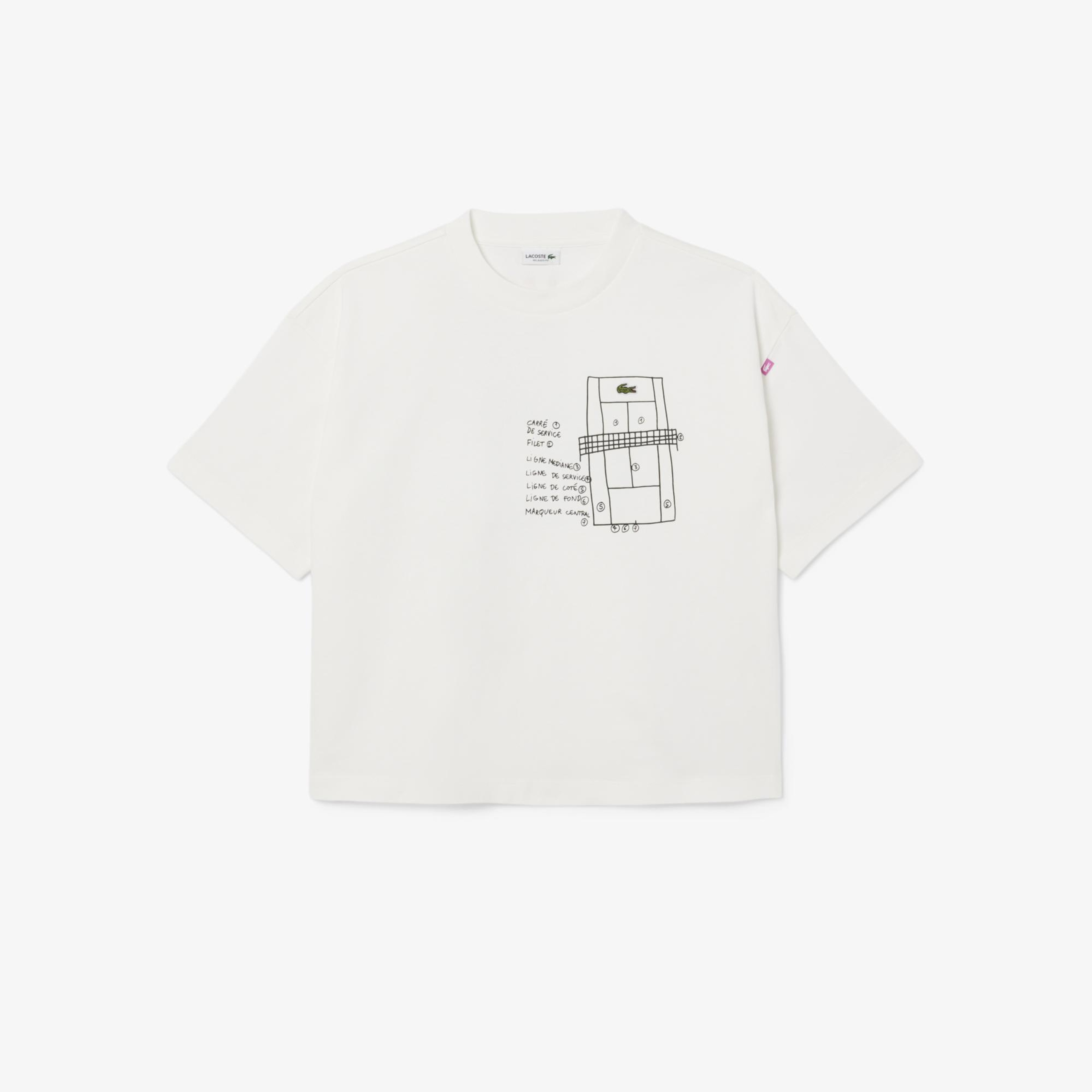 Lacoste Kız Çocuk Bisiklet Yaka Baskılı Beyaz T-Shirt