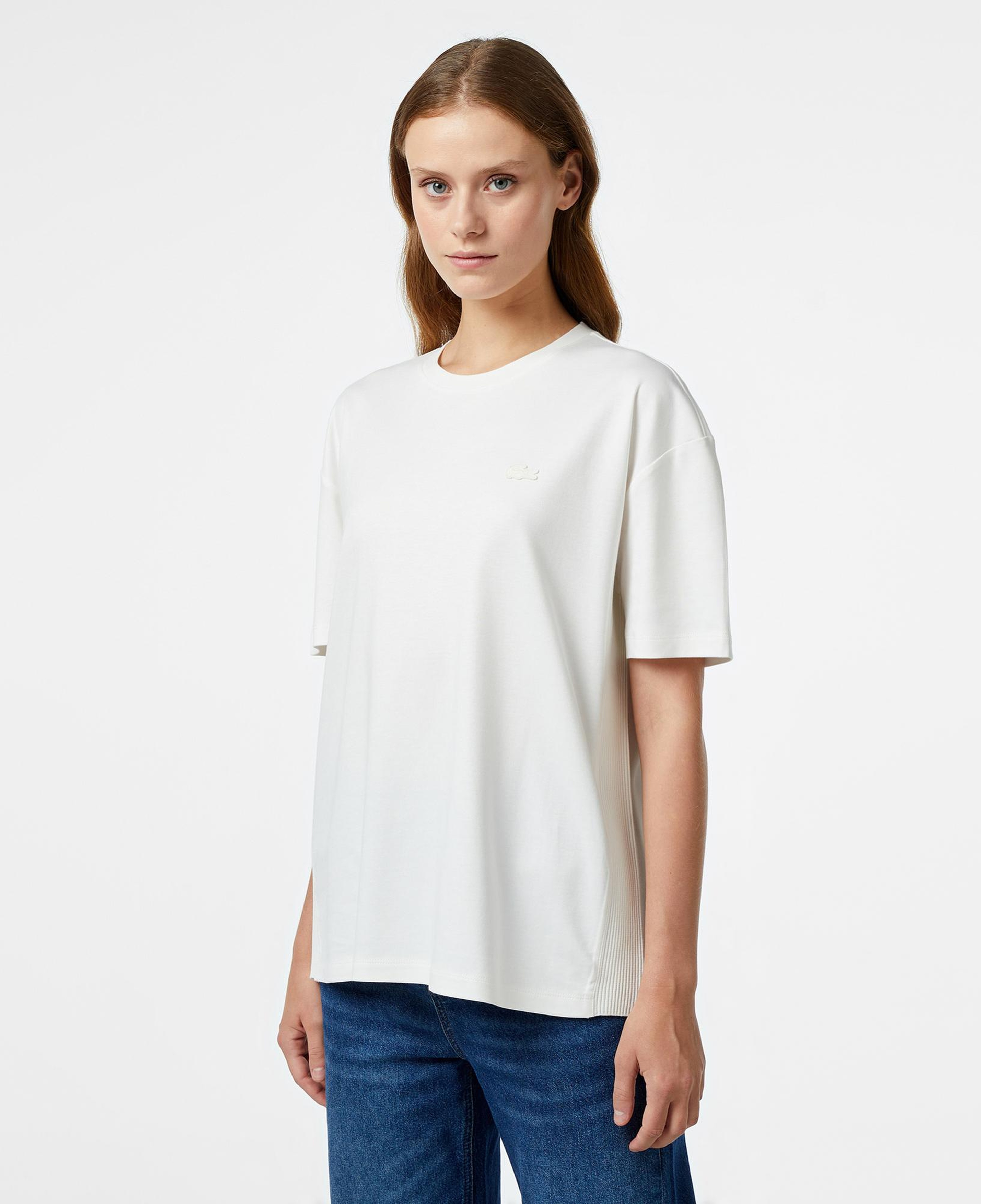 Lacoste Kadın Relaxed Fit Bisiklet Yaka Koyu Beyaz T-Shirt