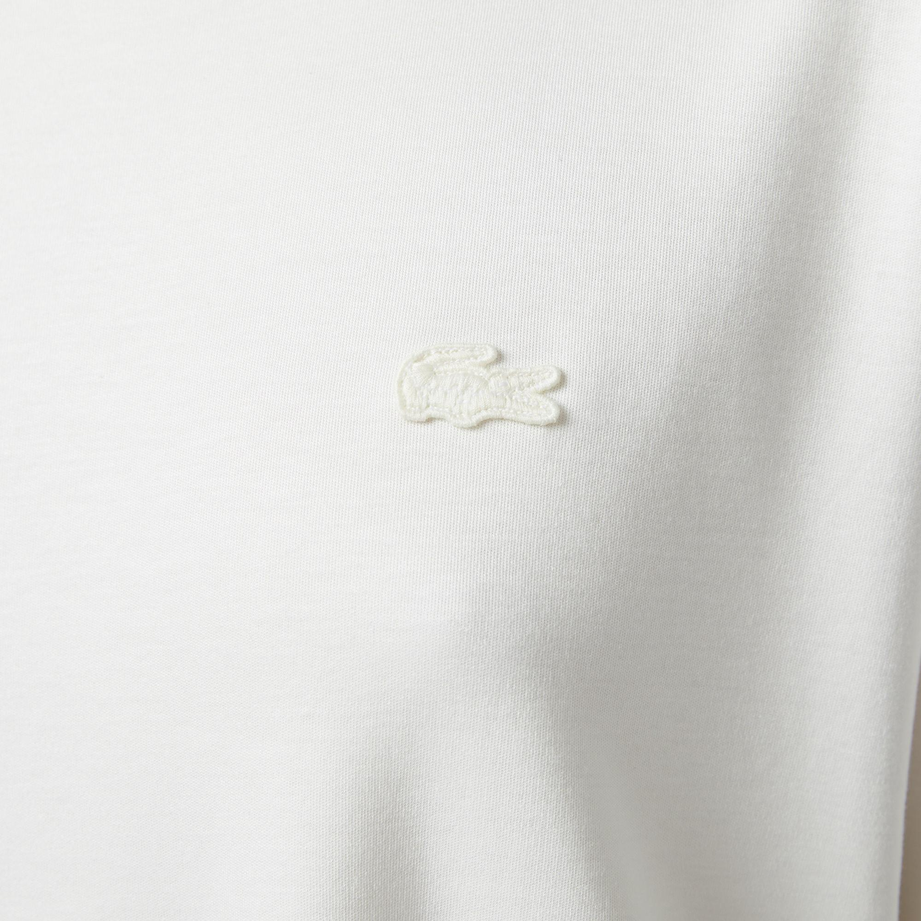 Lacoste Kadın Relaxed Fit Bisiklet Yaka Koyu Beyaz T-Shirt