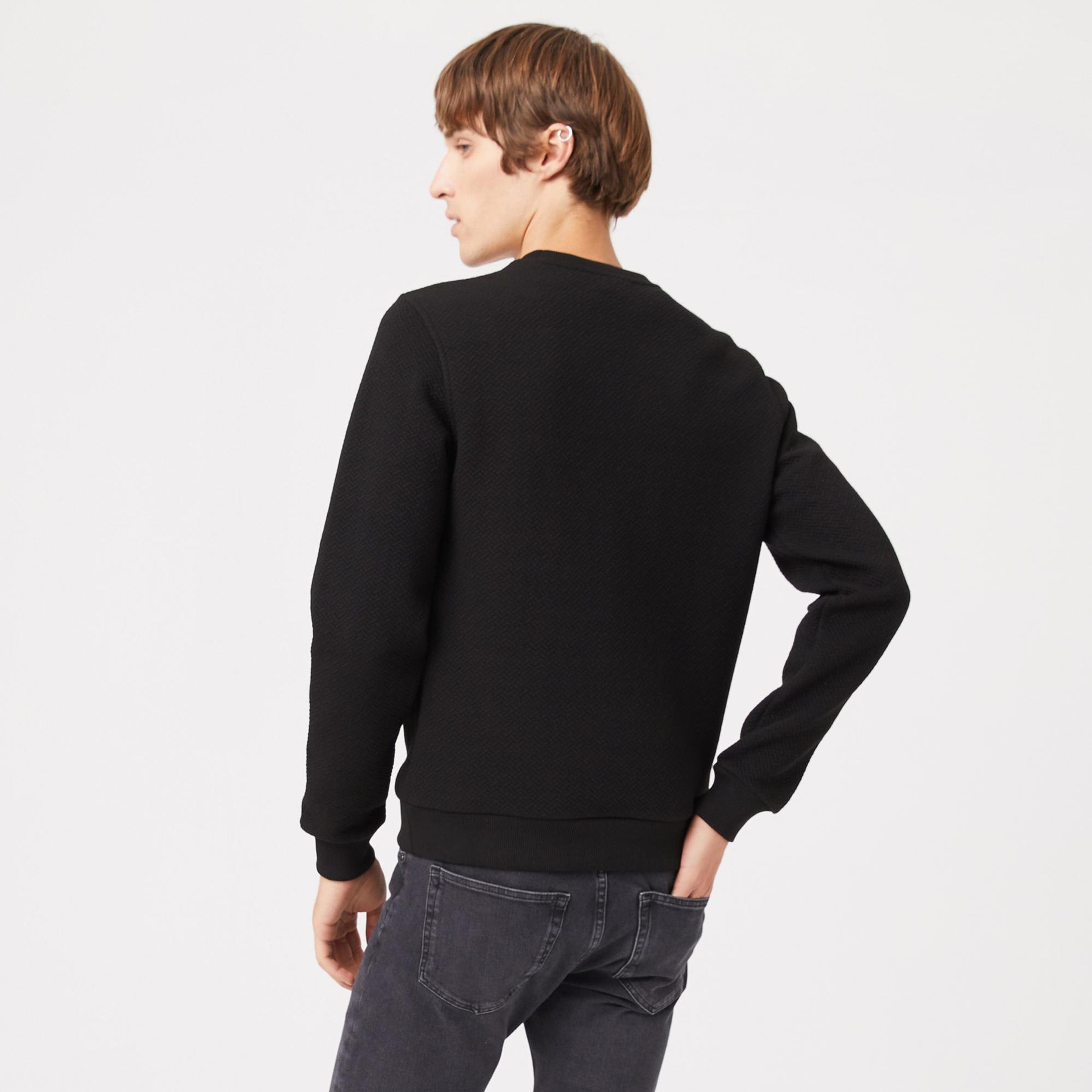 Erkek Regular Fit Uzun Kollu Bisiklet Yaka Siyah T-Shirt