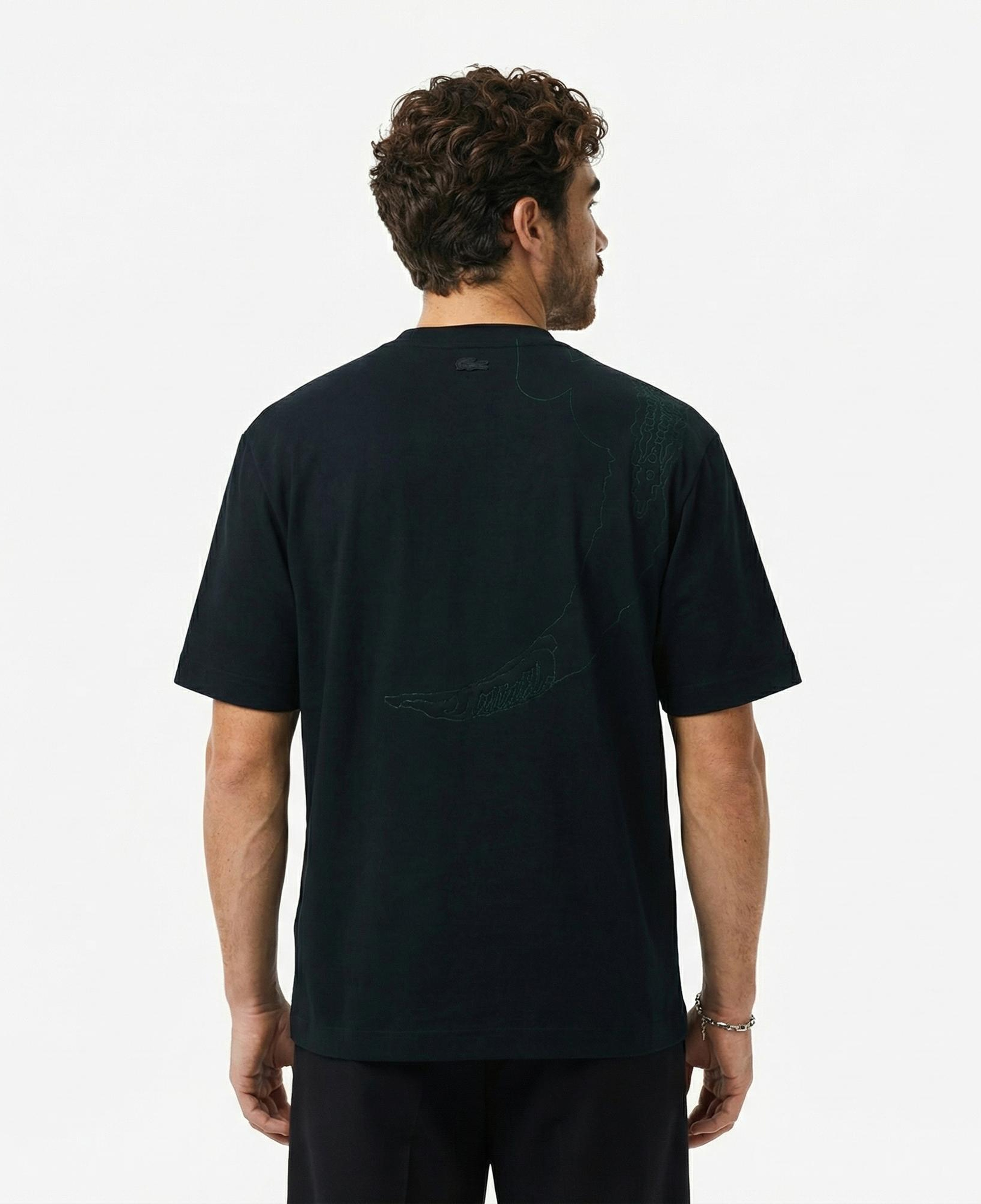 Lacoste Runway Erkek Relaxed Fit Bisiklet Yaka Baskılı Koyu Yeşil T-Shirt