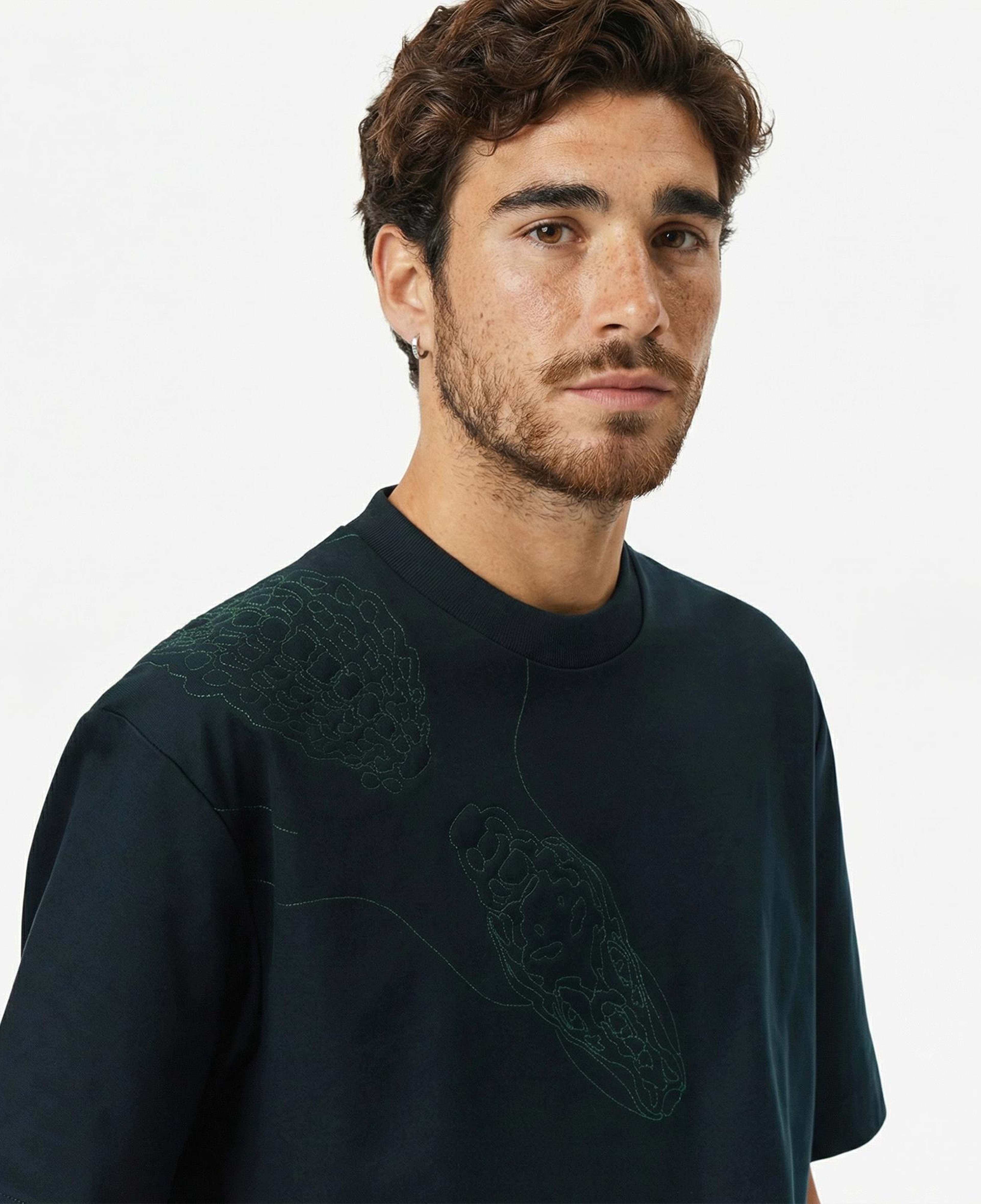 Lacoste Runway Erkek Relaxed Fit Bisiklet Yaka Baskılı Koyu Yeşil T-Shirt