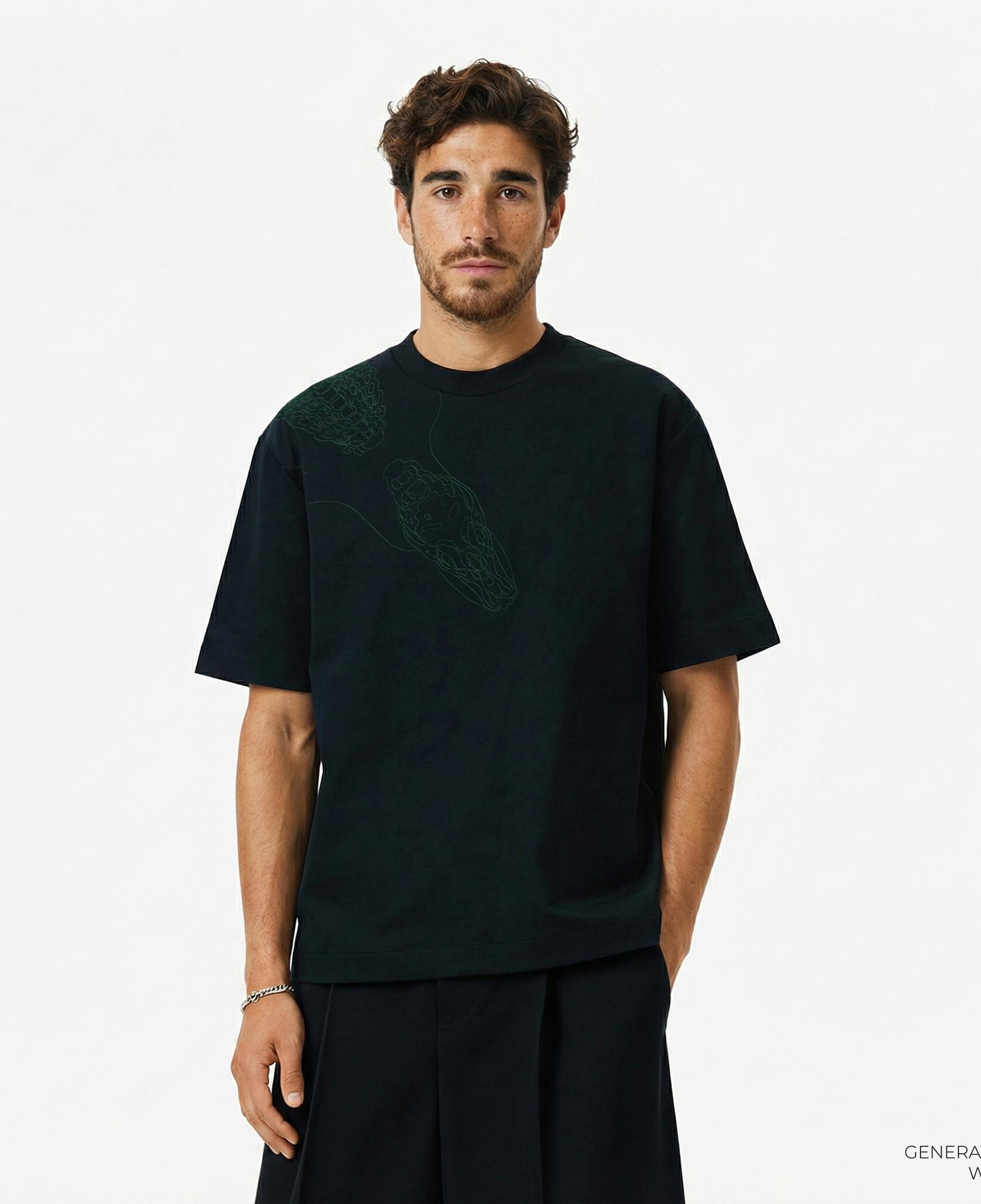 Lacoste Runway Erkek Relaxed Fit Bisiklet Yaka Baskılı Koyu Yeşil T-Shirt