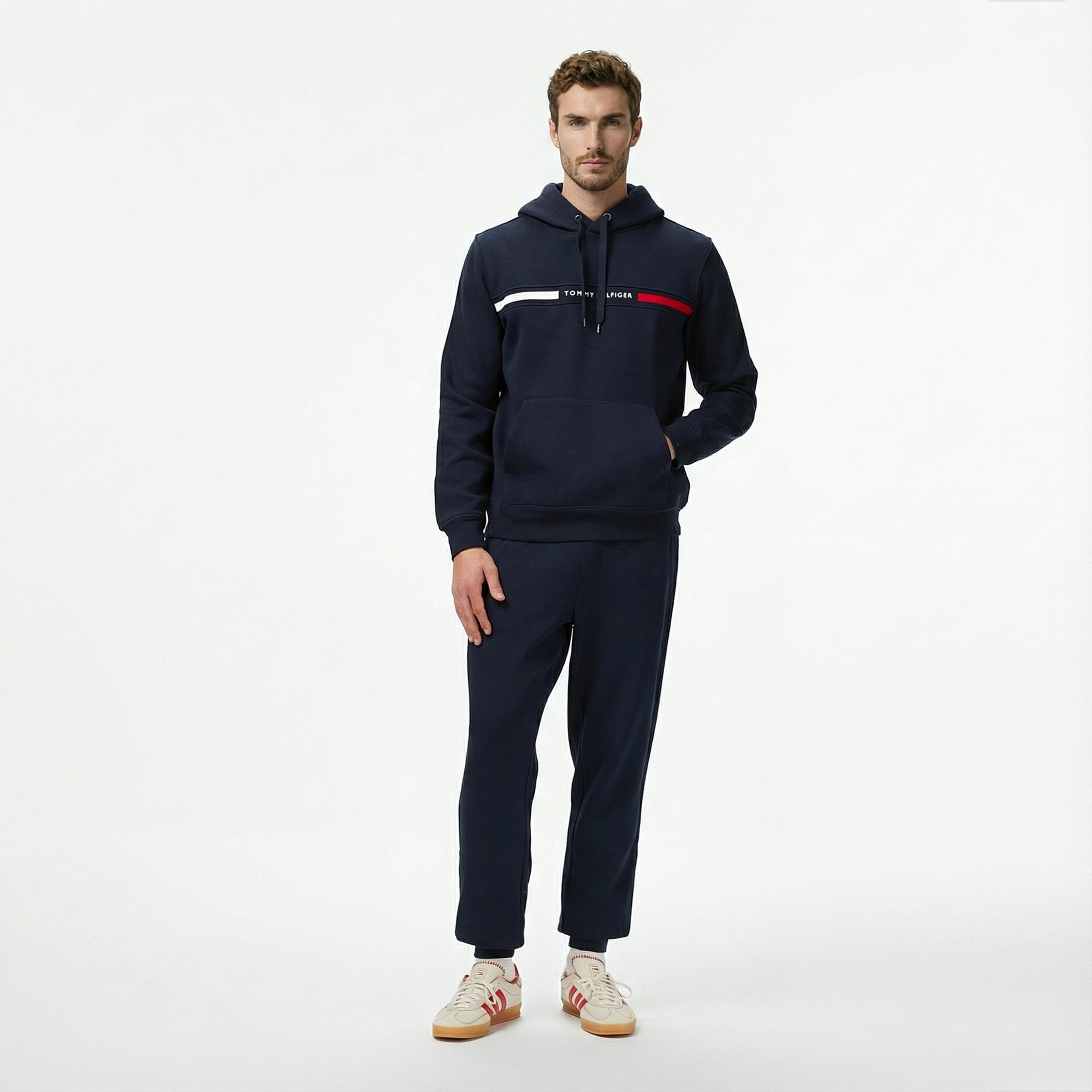 Tommy Hilfiger Chest Insert Erkek Lacivert Hoodie