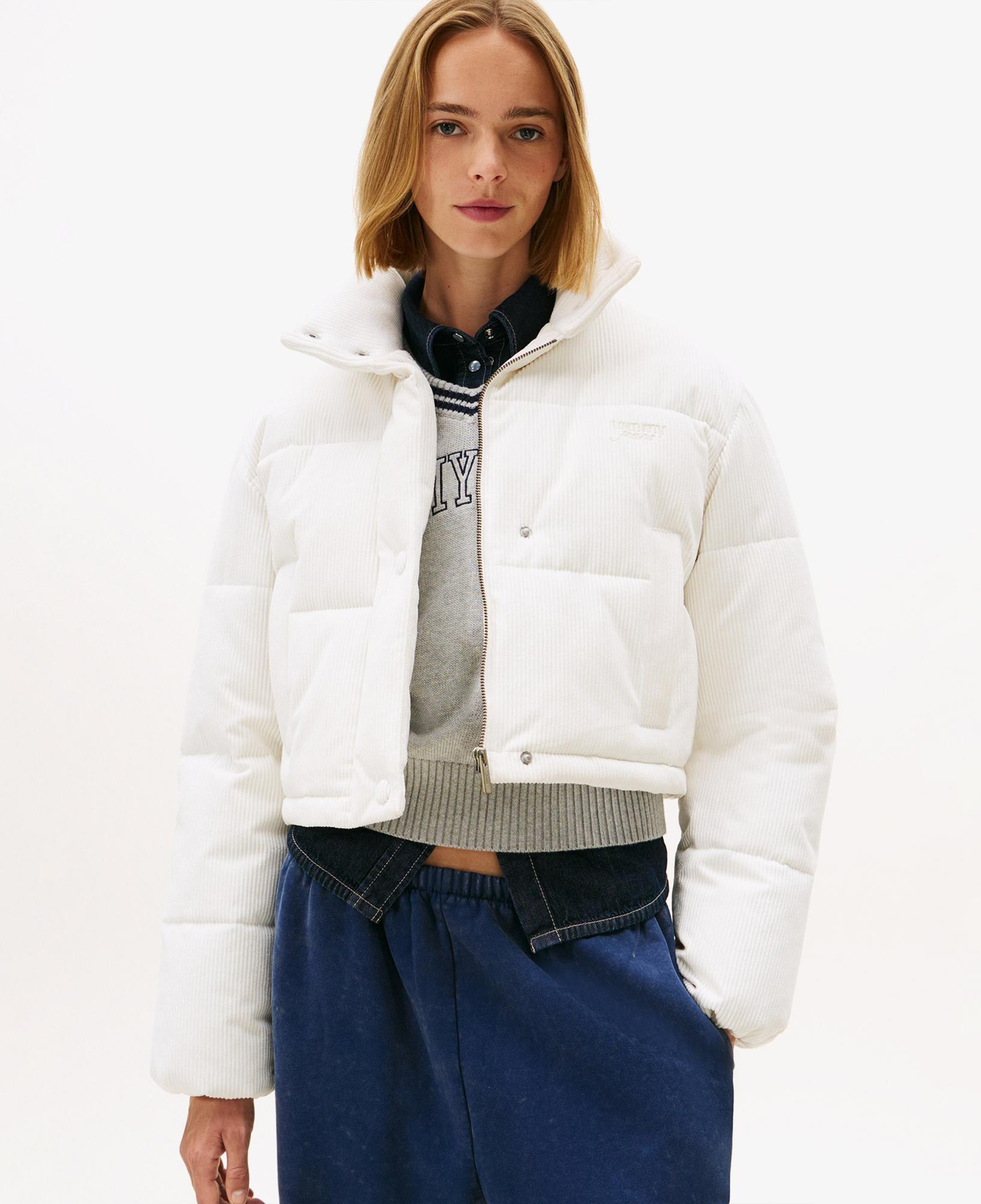 Tommy Jeans Cord Kadın Puffer Beyaz Mont