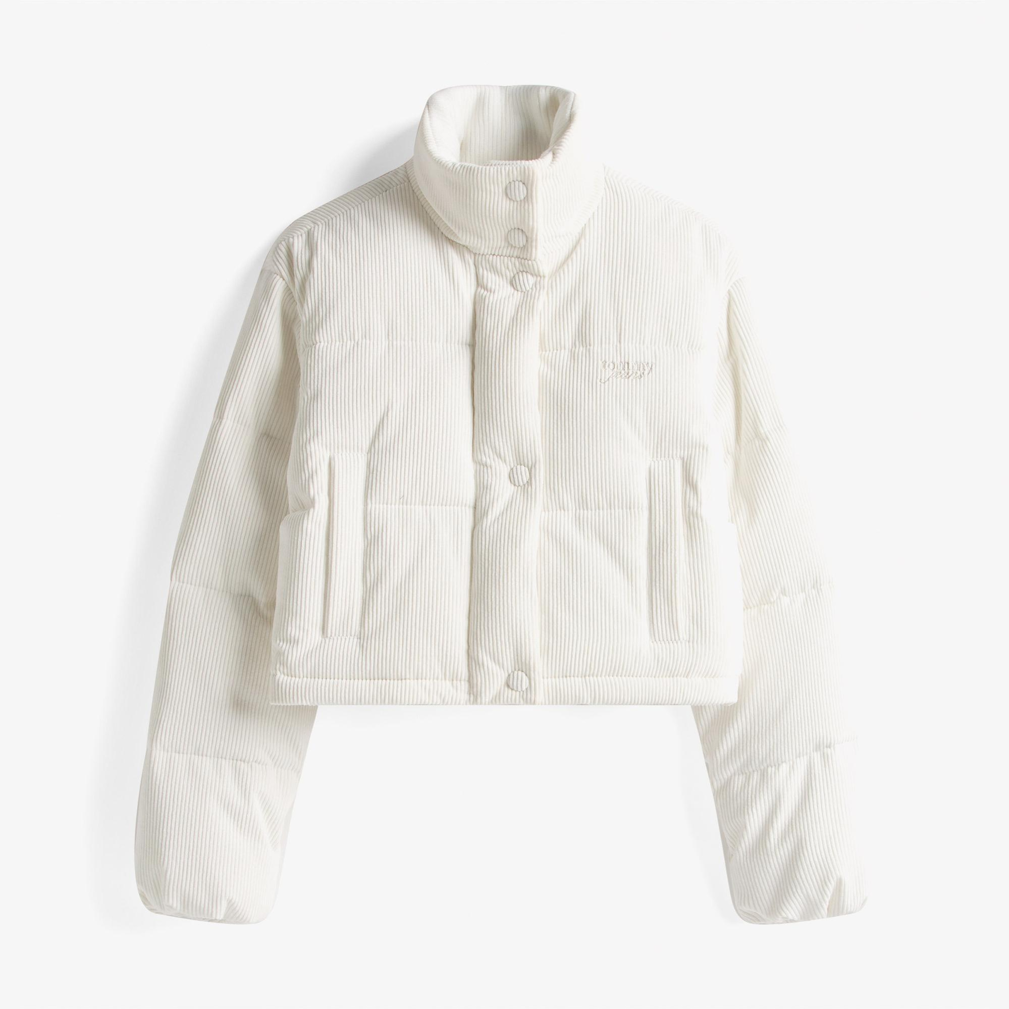 Tommy Jeans Cord Kadın Puffer Beyaz Mont