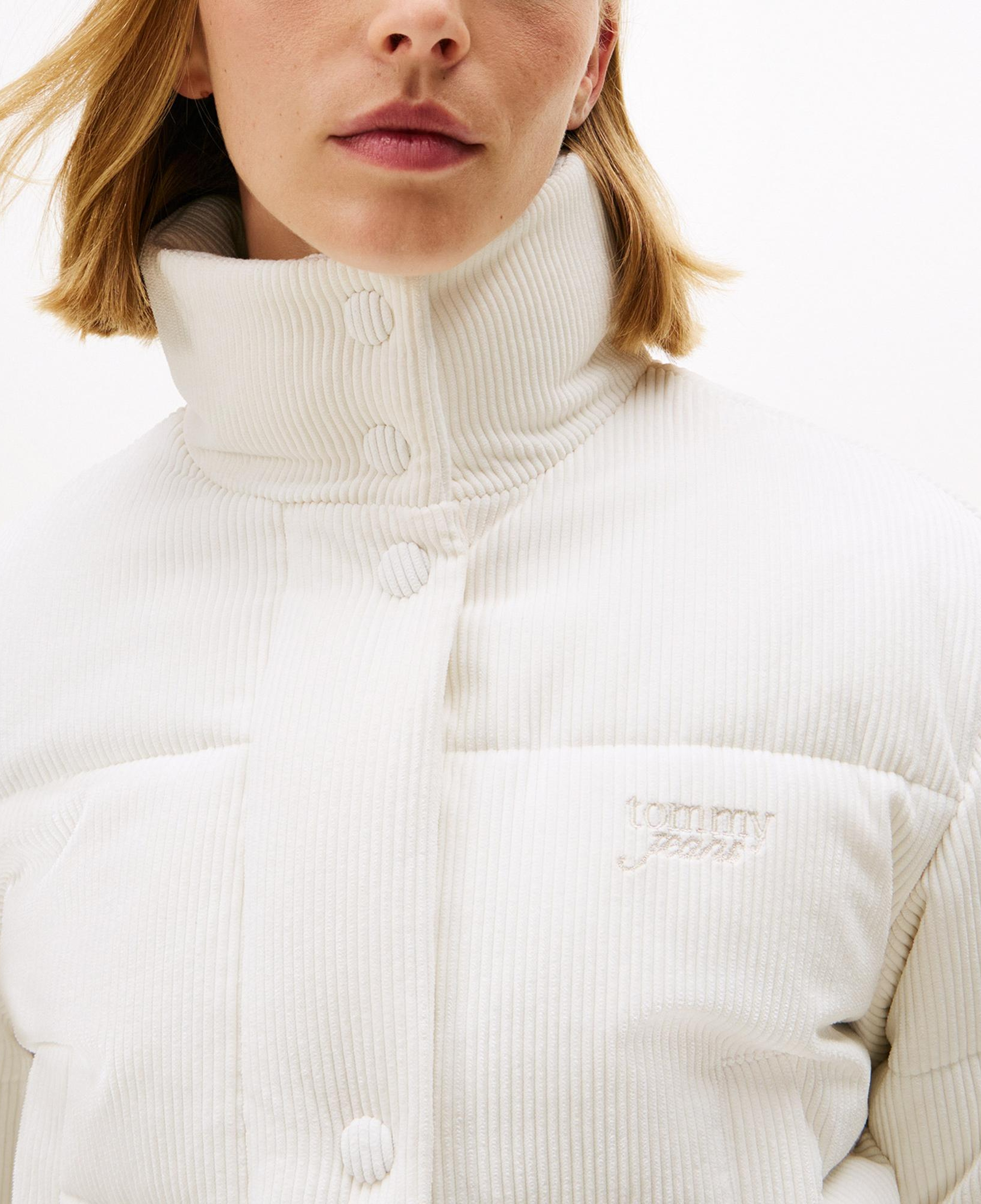 Tommy Jeans Cord Kadın Puffer Beyaz Mont