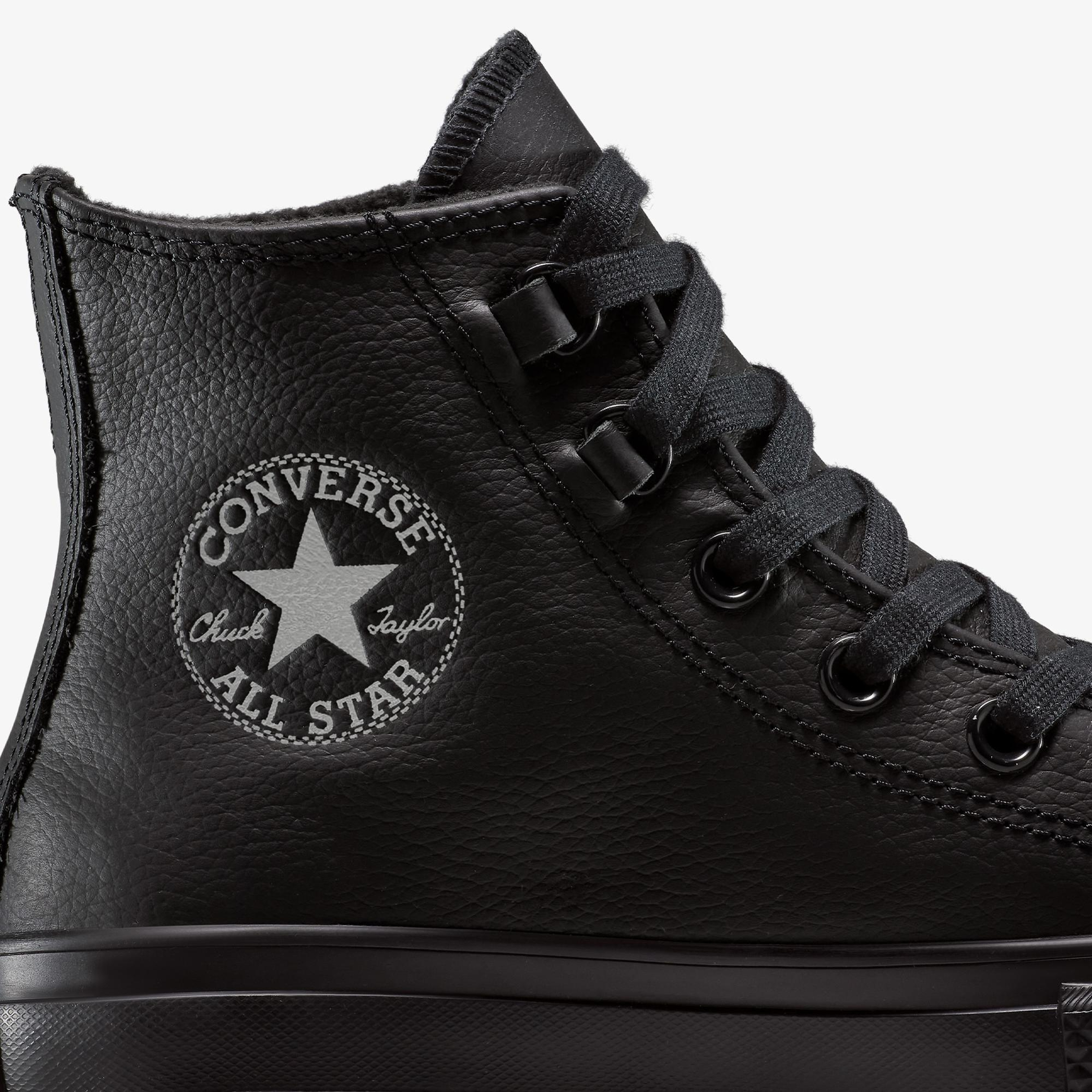 Converse Chuck Taylor All Star Lift Platform Deri Kadın Siyah Sneaker