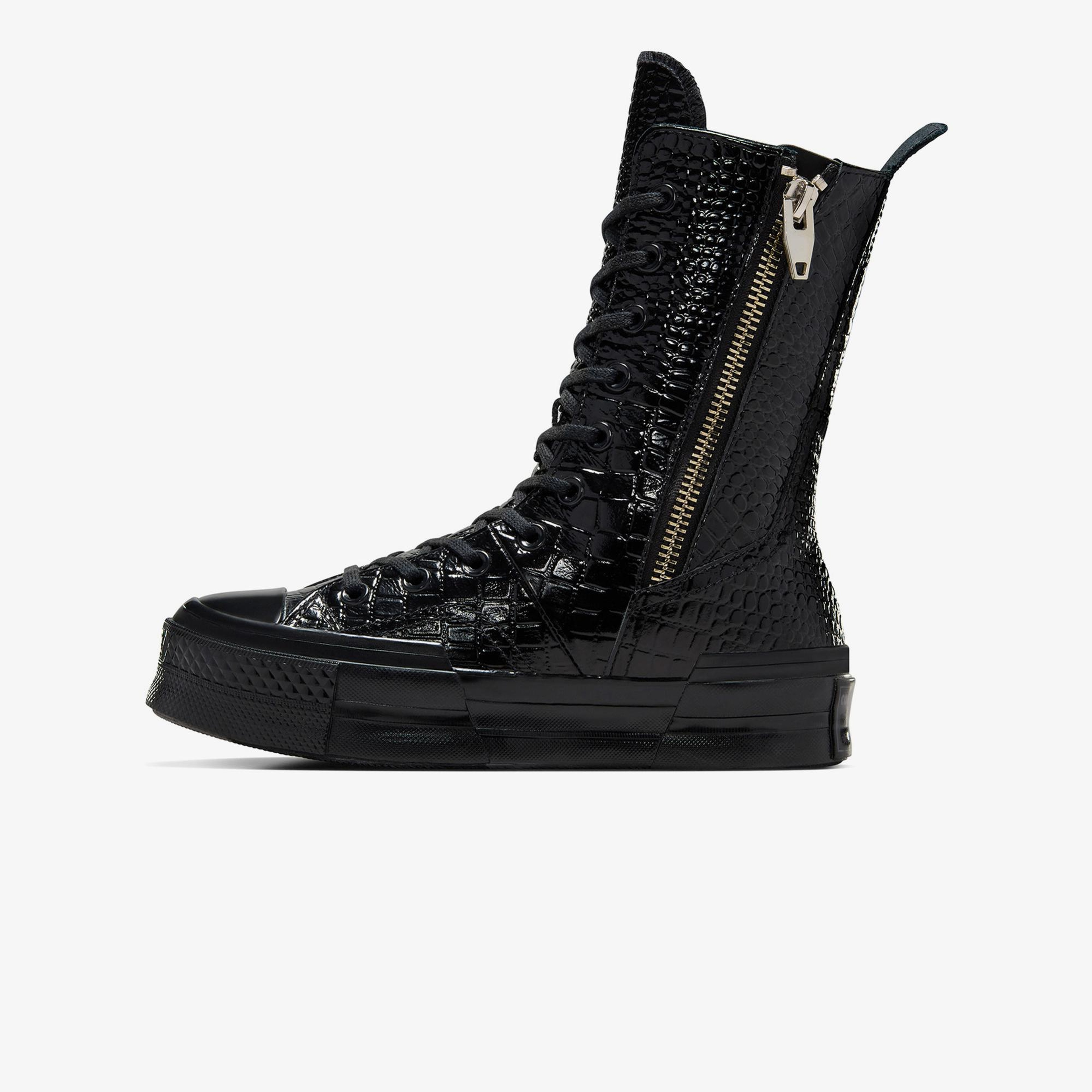 Converse Chuck 70 Plus XHi Unisex Siyah Deri Platform Sneaker