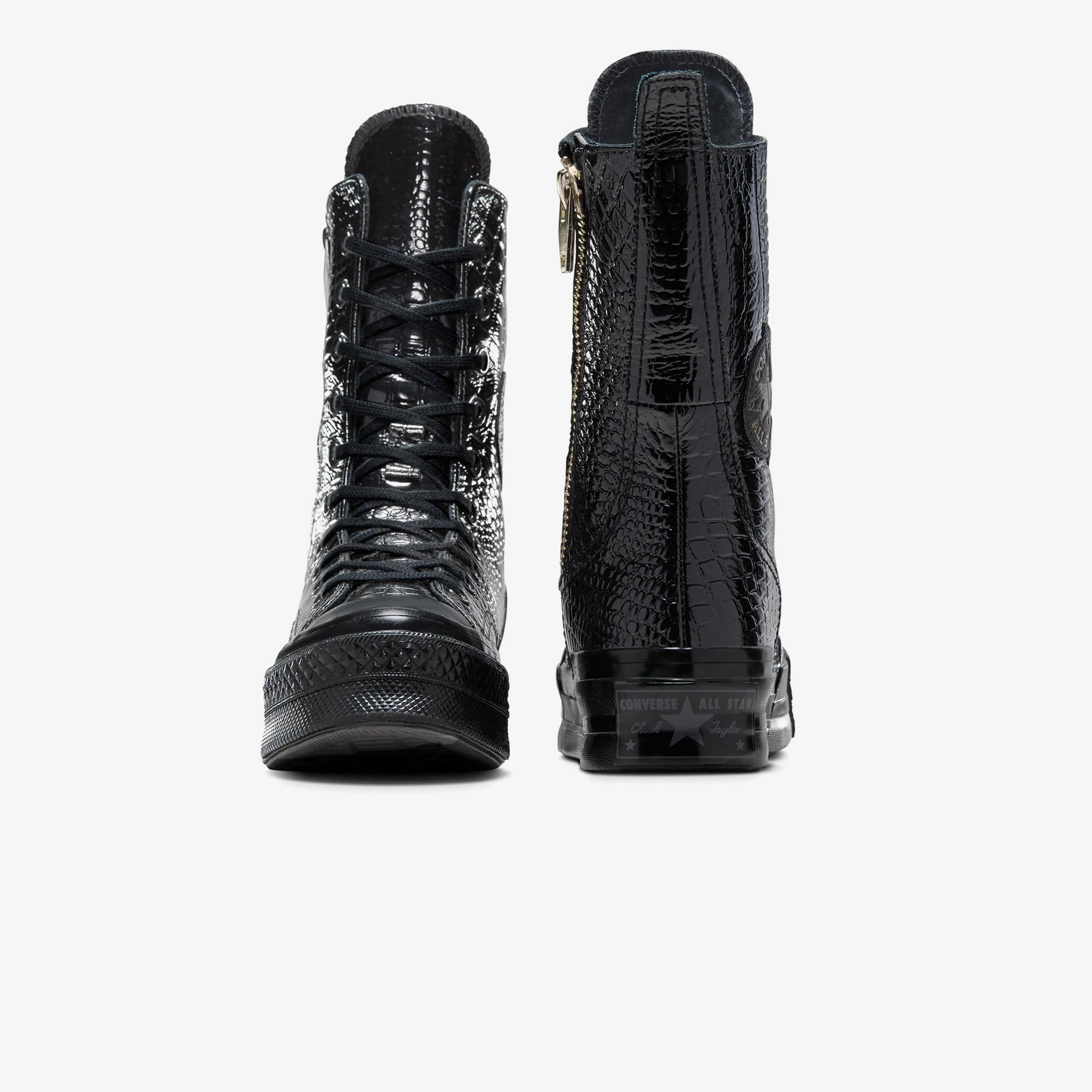 Converse Chuck 70 Plus XHi Unisex Siyah Deri Platform Sneaker