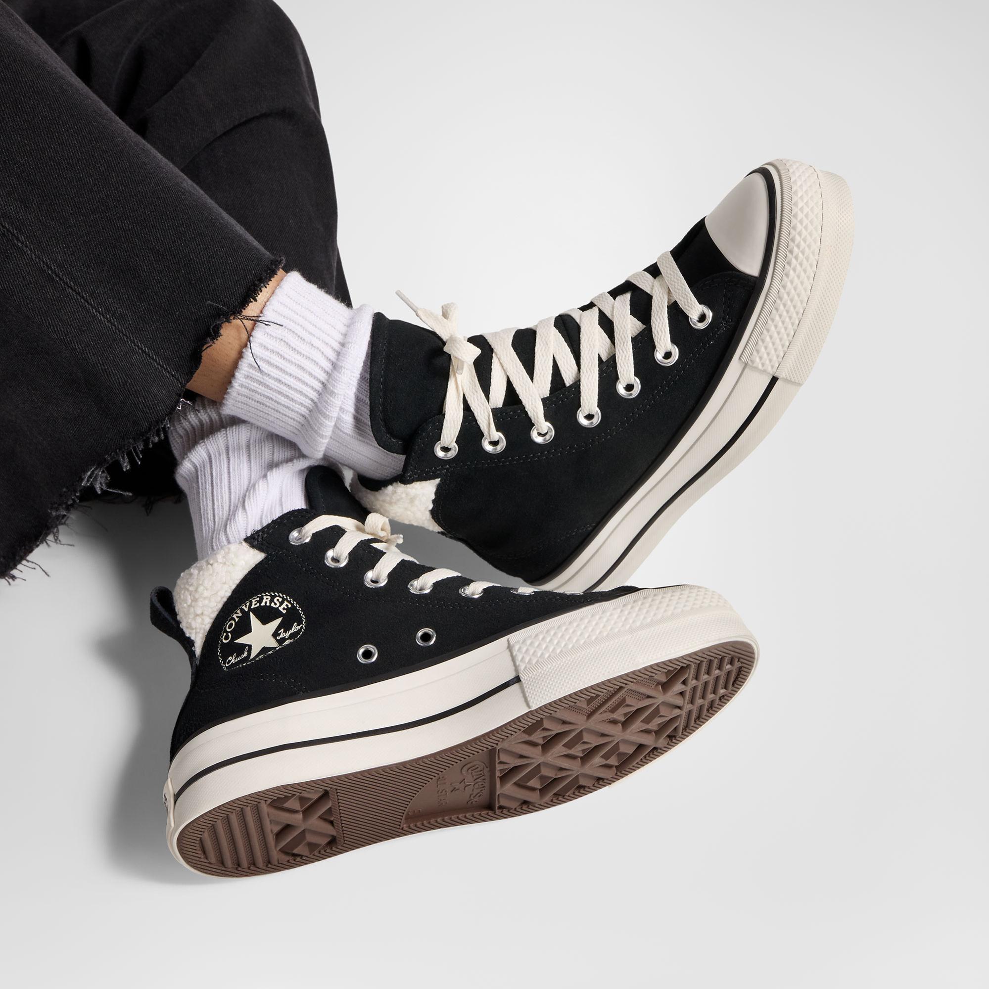Converse Chuck Taylor All Star Puff Lift Kadın Siyah Süet Sneaker