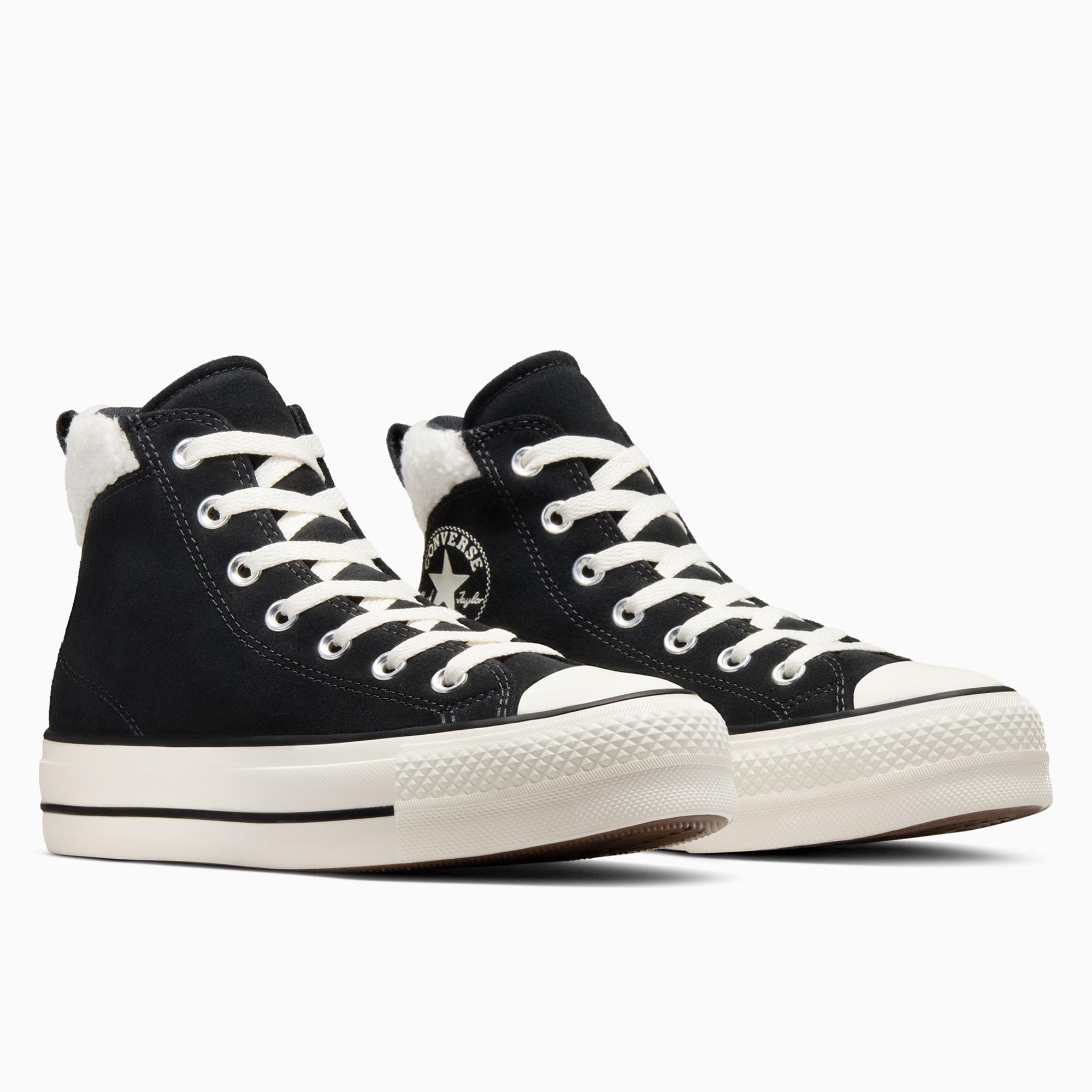 Converse Chuck Taylor All Star Puff Lift Kadın Siyah Süet Sneaker