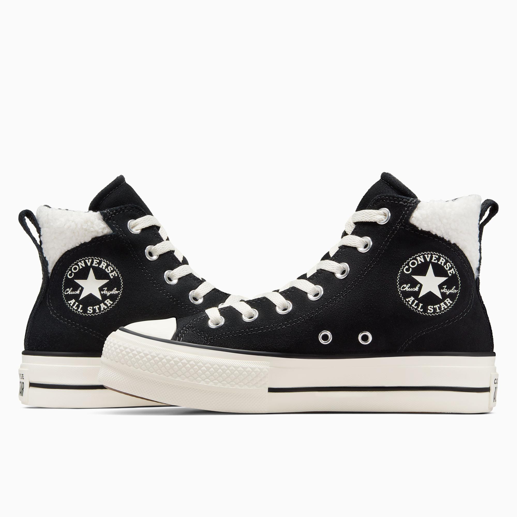 Converse Chuck Taylor All Star Puff Lift Kadın Siyah Süet Sneaker