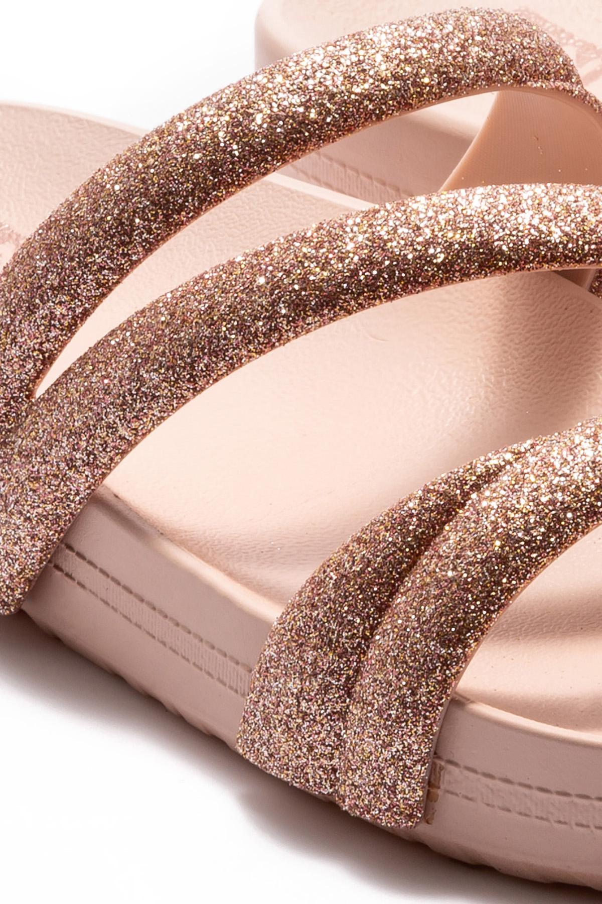 Glitter Tam Ad Kadın Terlik Pudra 35/42