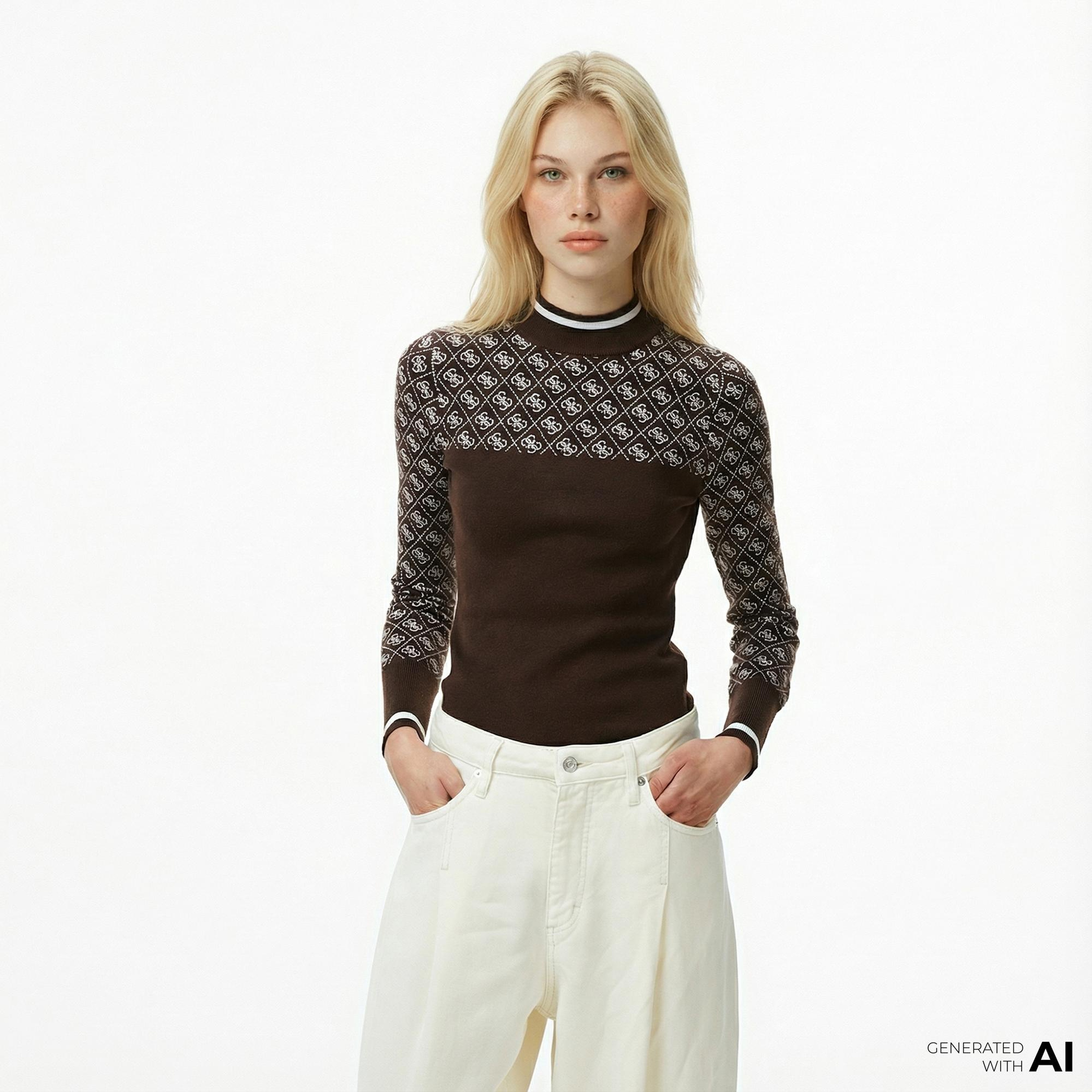 Guess Aubrey Yün Karışımlı Kadın Kahverengi Triko