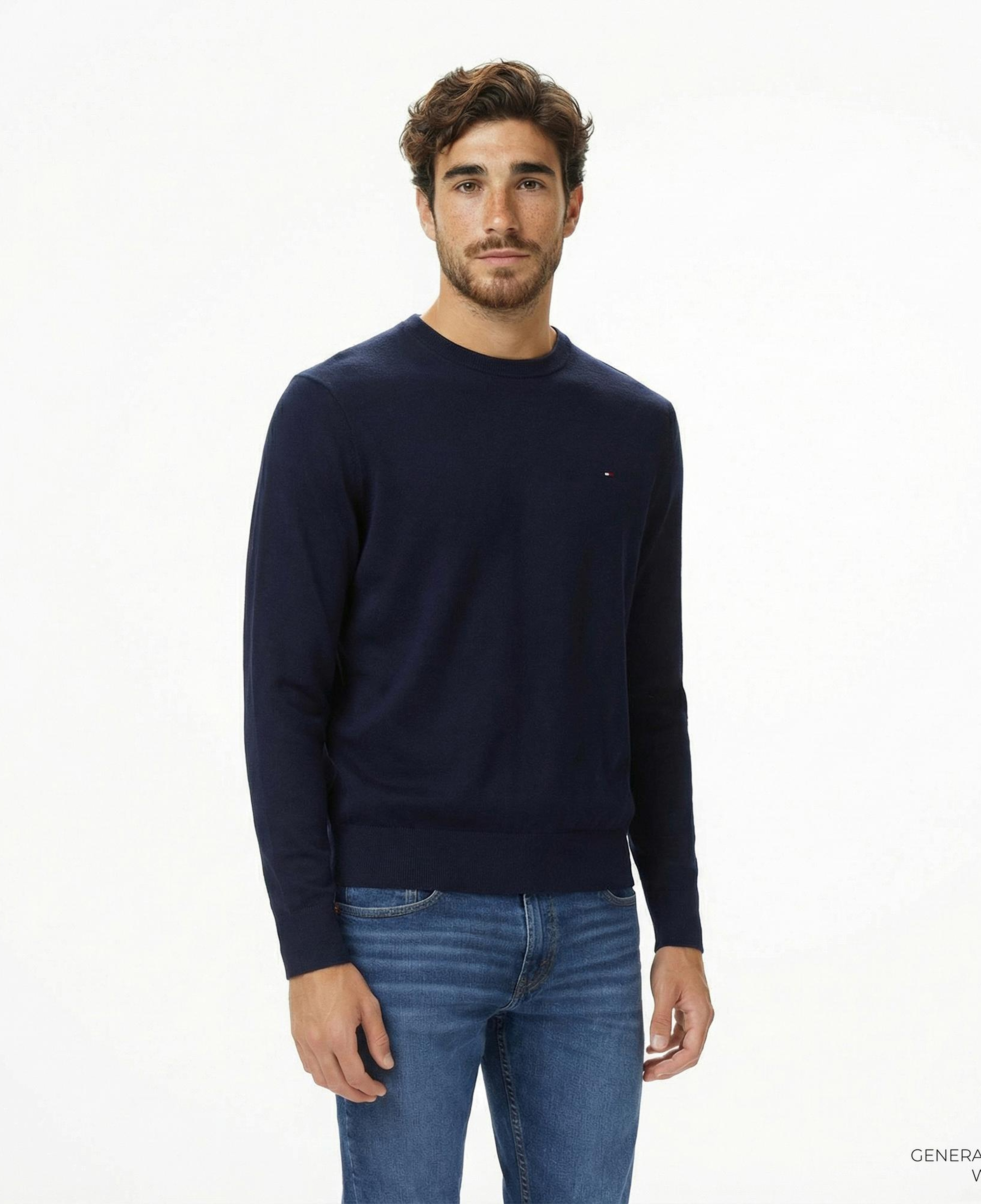 Tommy Hilfiger Pima Mainline Cashmere Erkek Lacivert Kazak