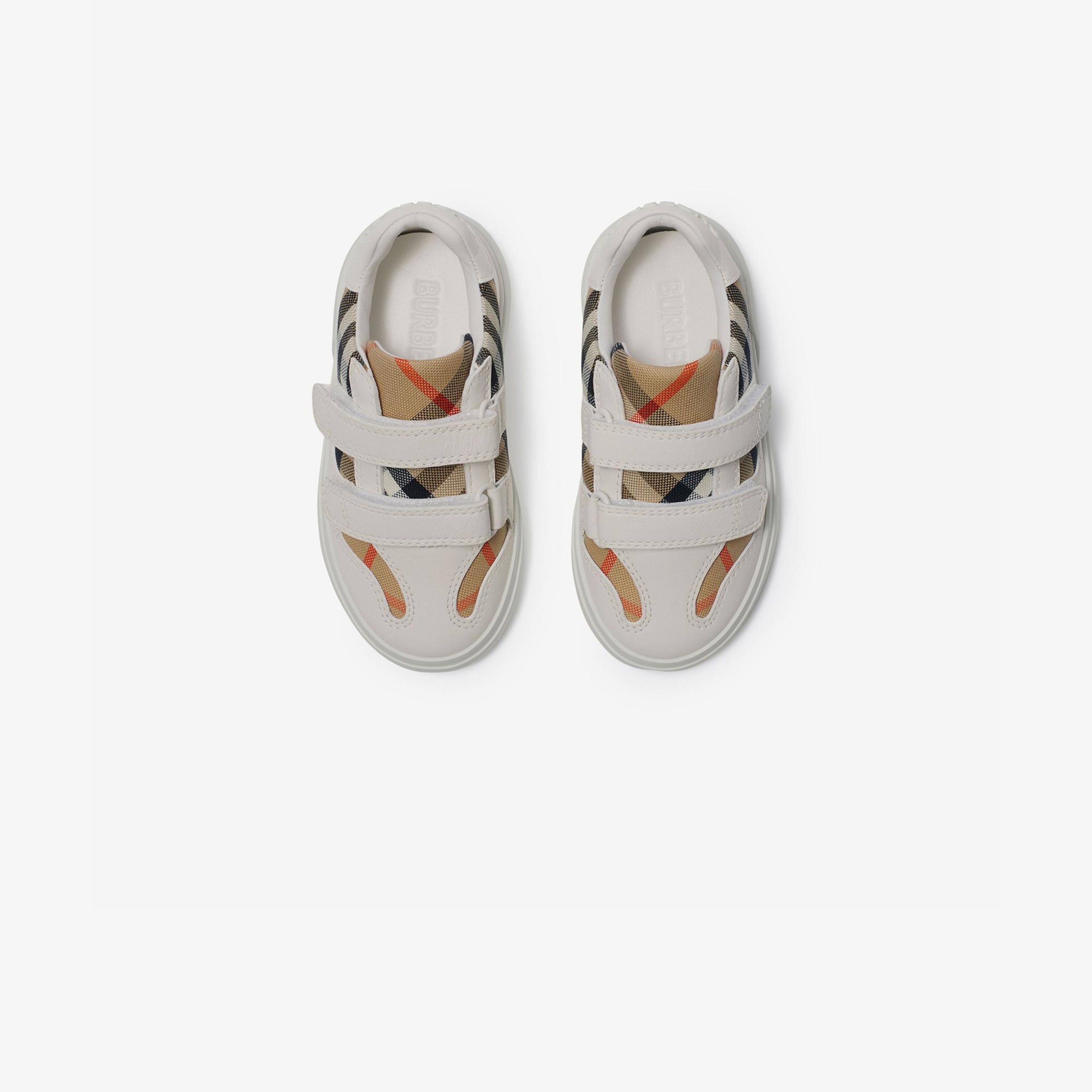 Burberry Check Pamuk ve Deri Çocuk Beyaz Sneaker