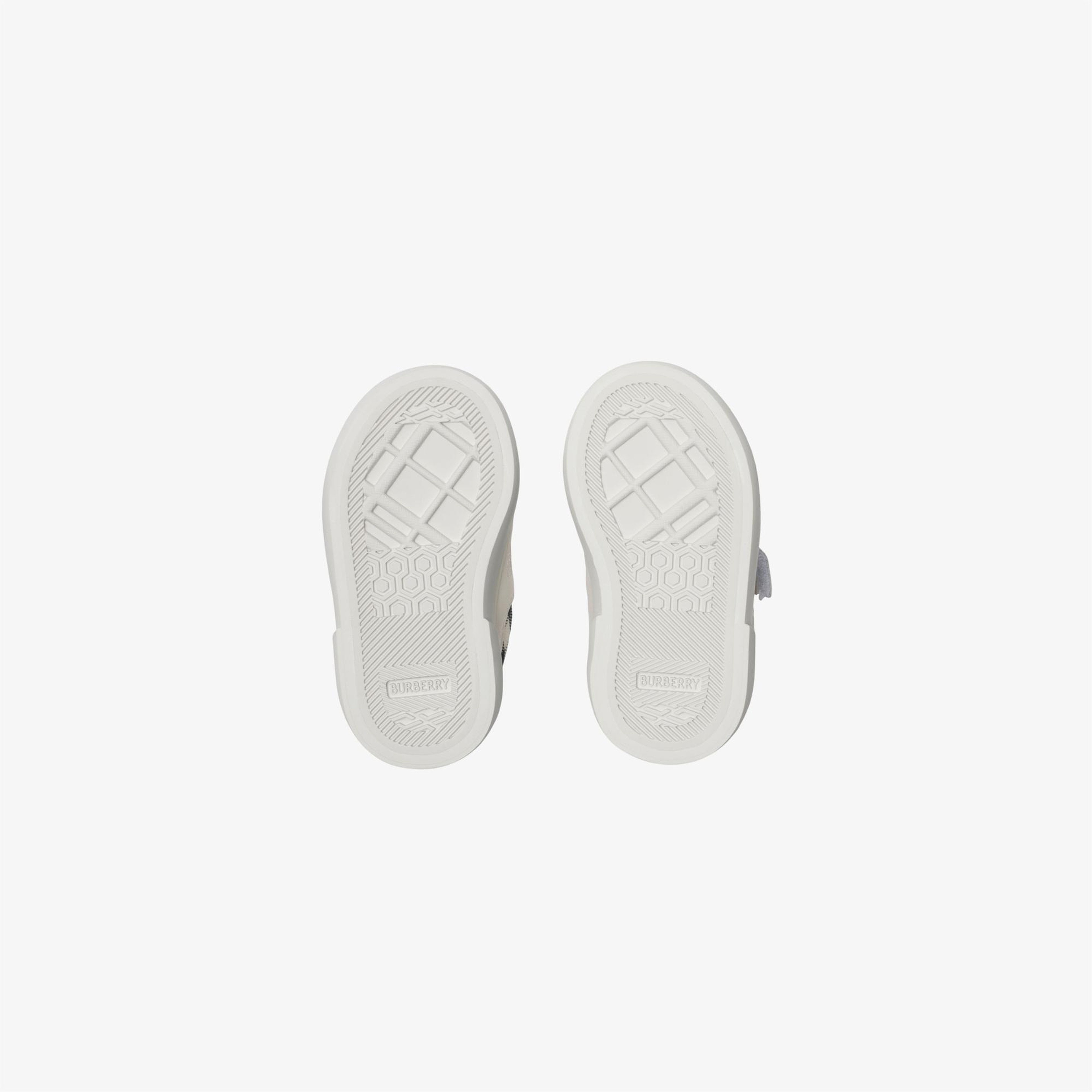 Burberry Check Pamuk ve Deri Çocuk Beyaz Sneaker