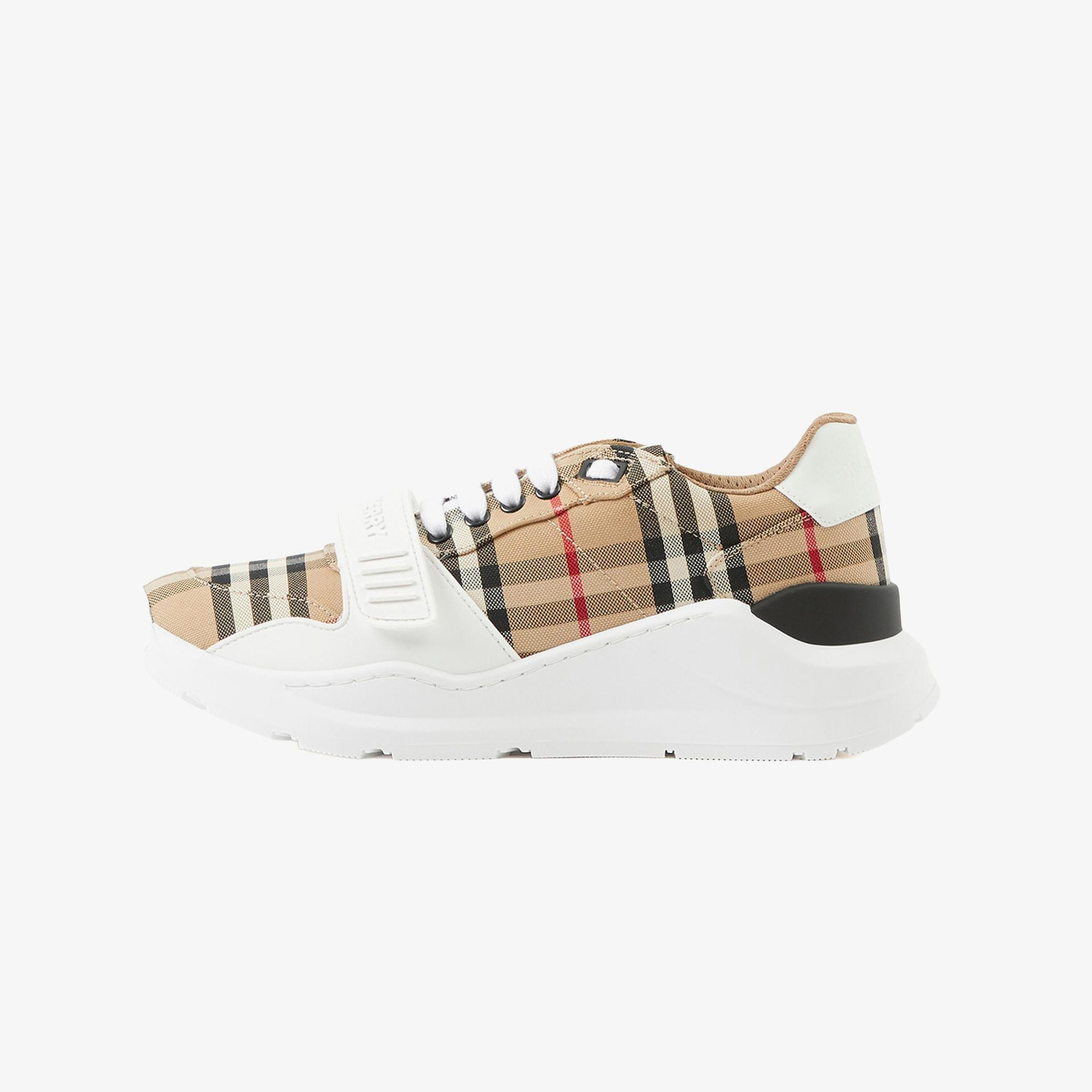 Burberry Check and Leather Kadın Bej Sneaker