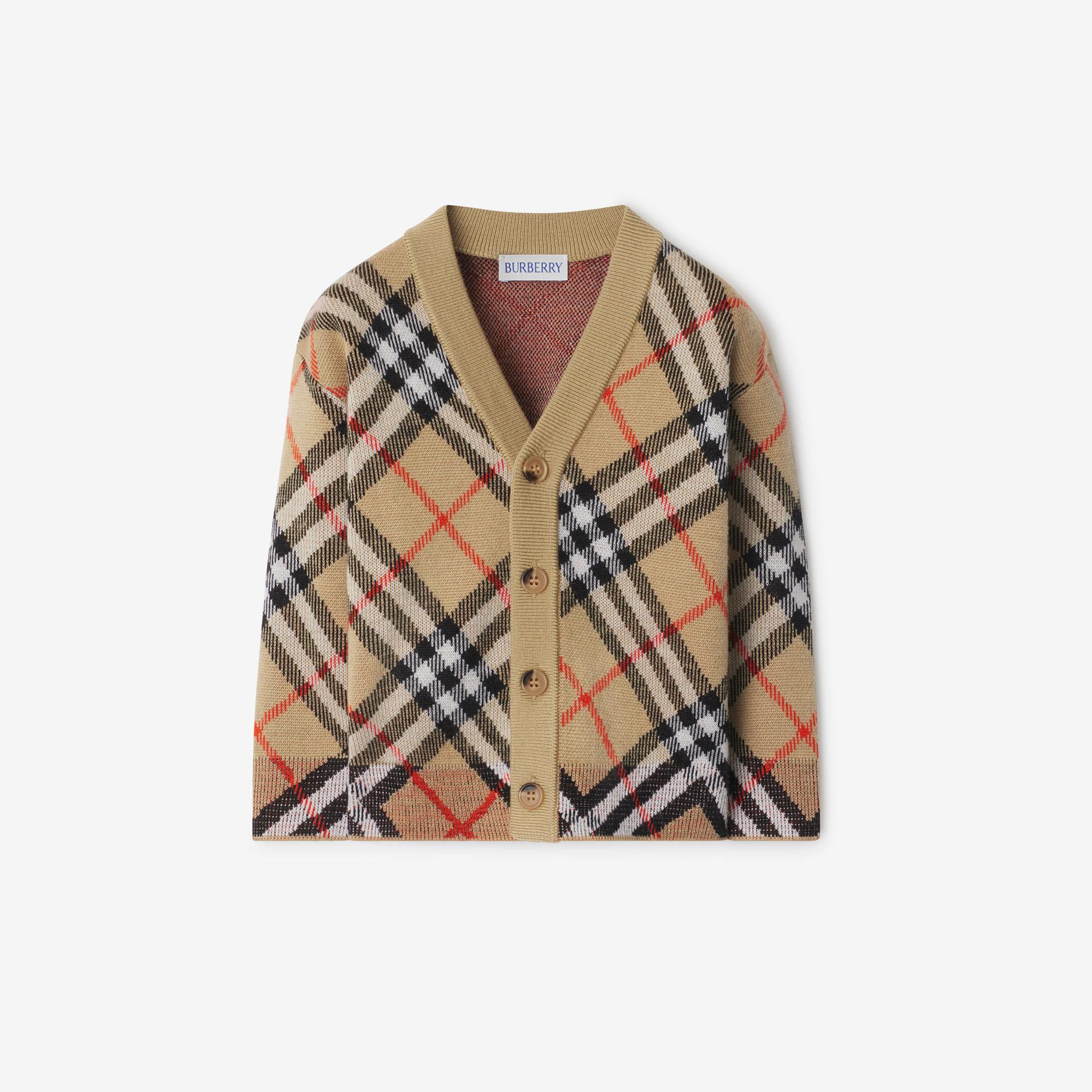Burberry Graham Wool Cardigan Çocuk Bej Hırka