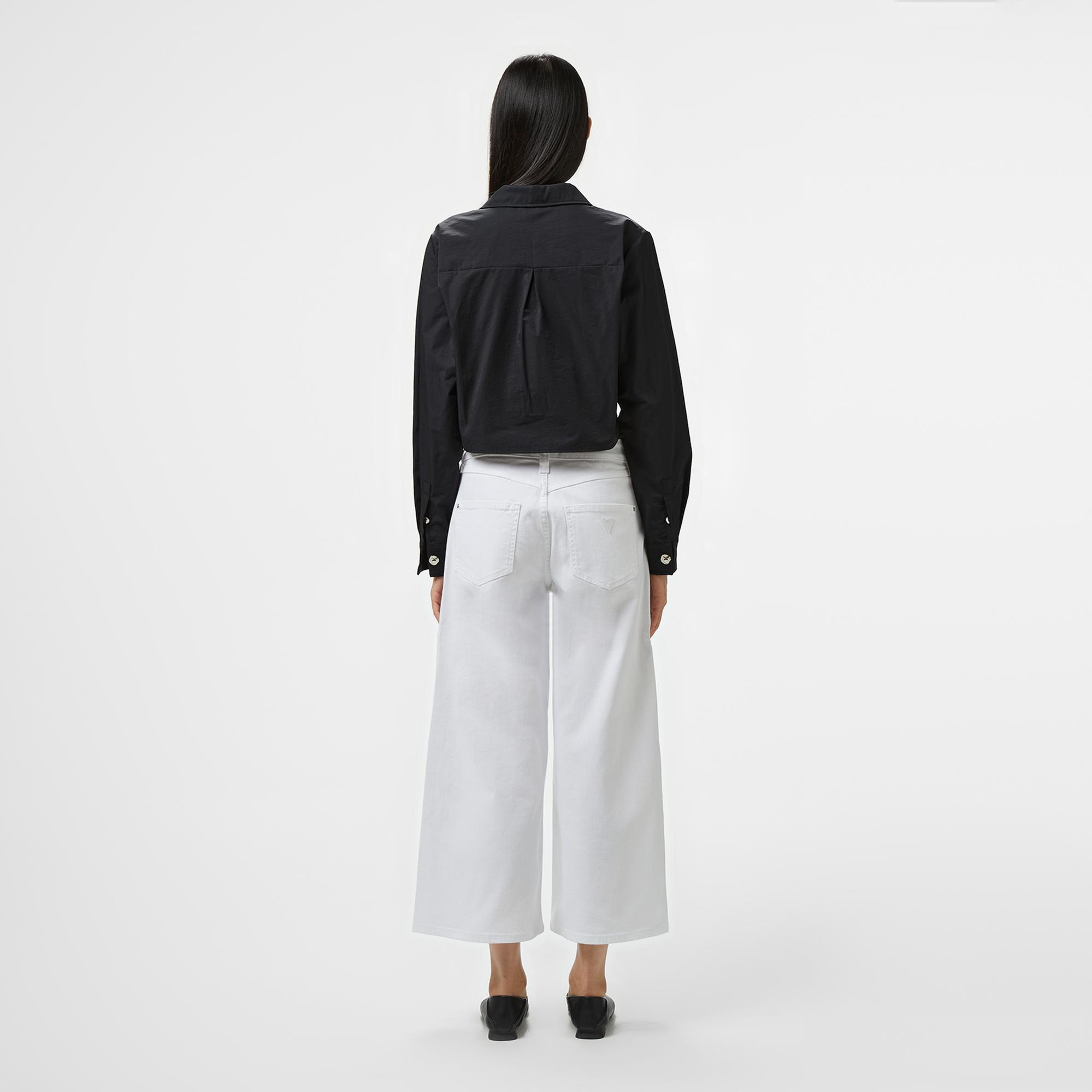 Guess Bellflower Crop Wide Kadın Beyaz Jean