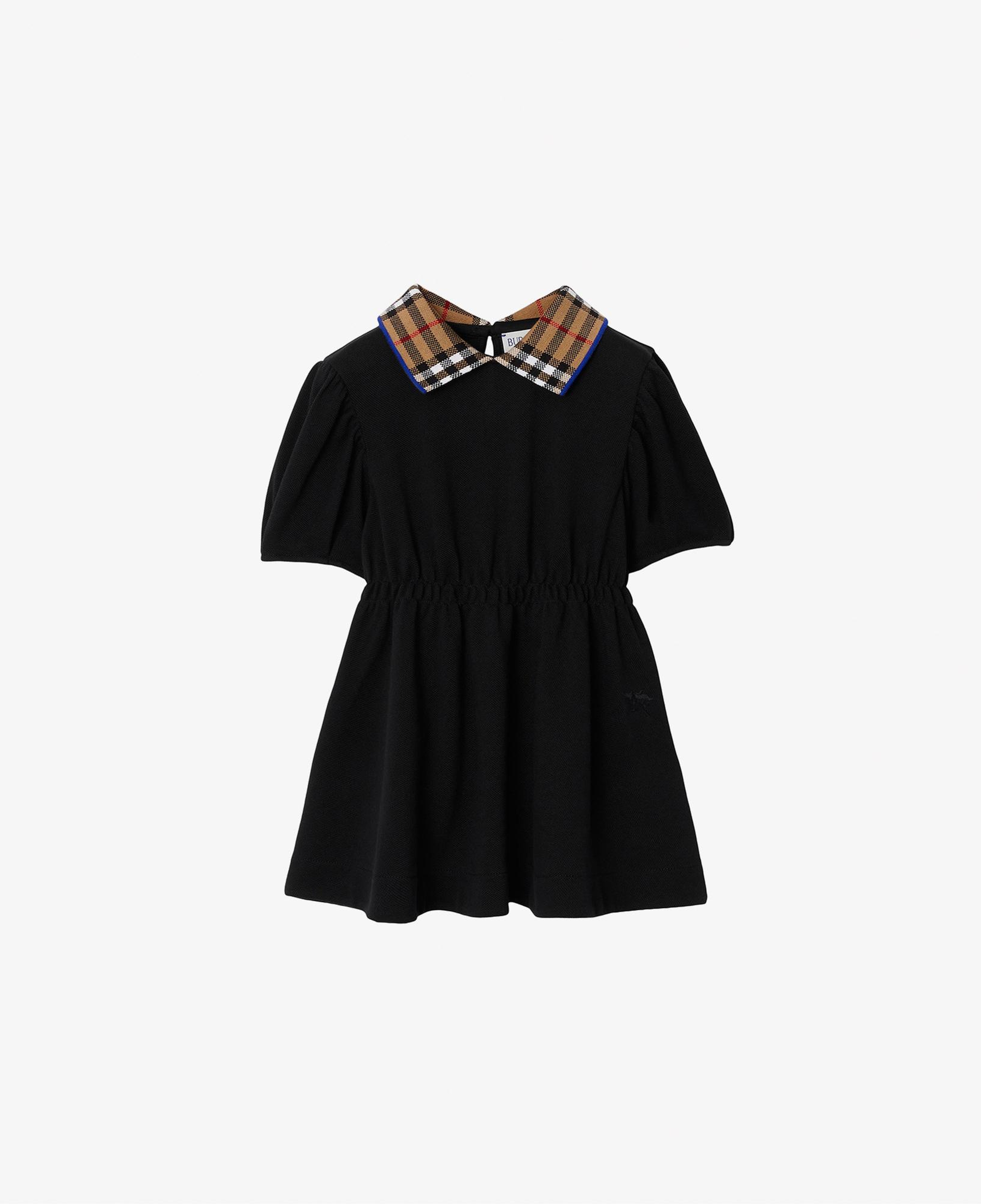 Burberry Check Collar Pamuklu Çocuk Siyah Elbise