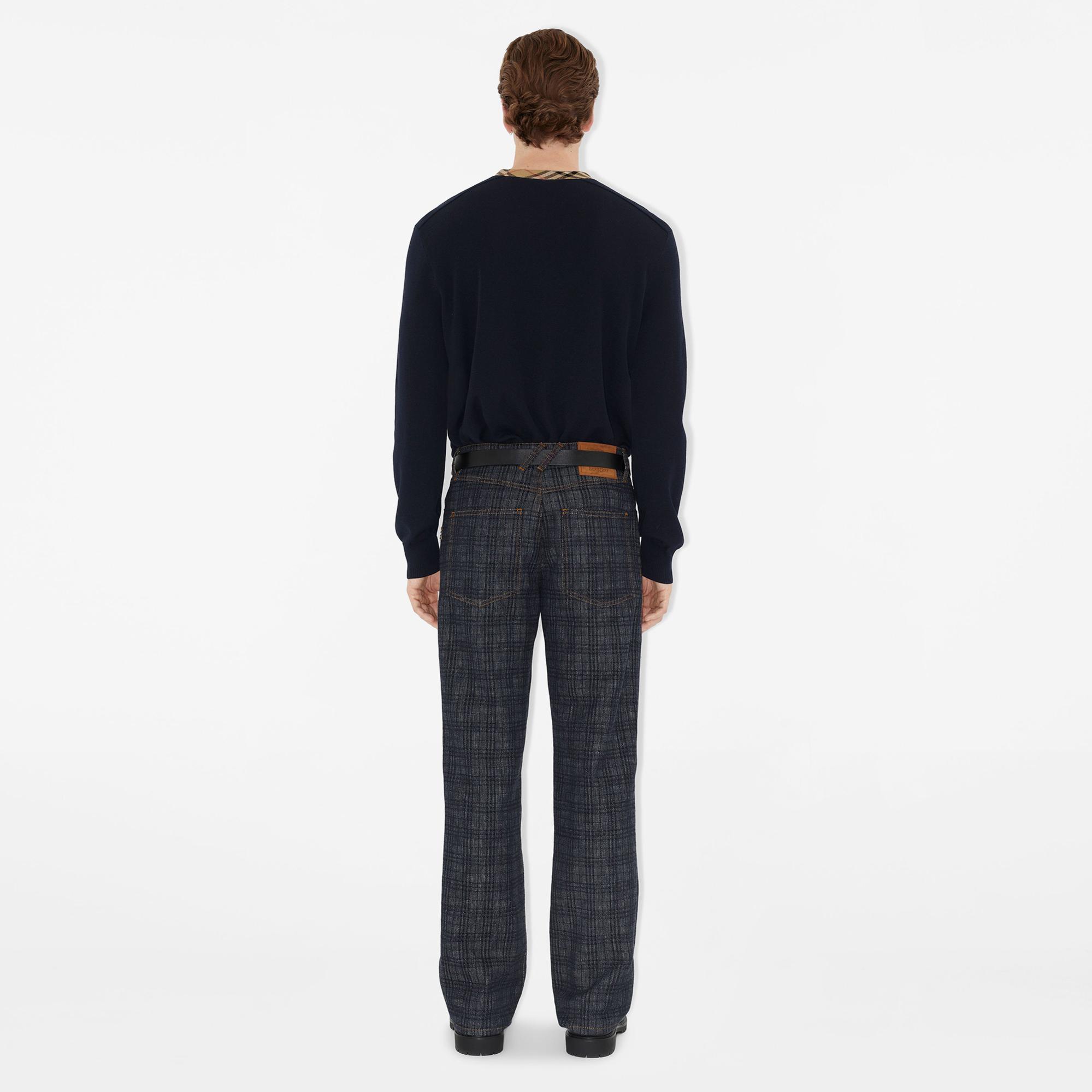 Burberry Check Trim Wool Erkek Siyah Triko