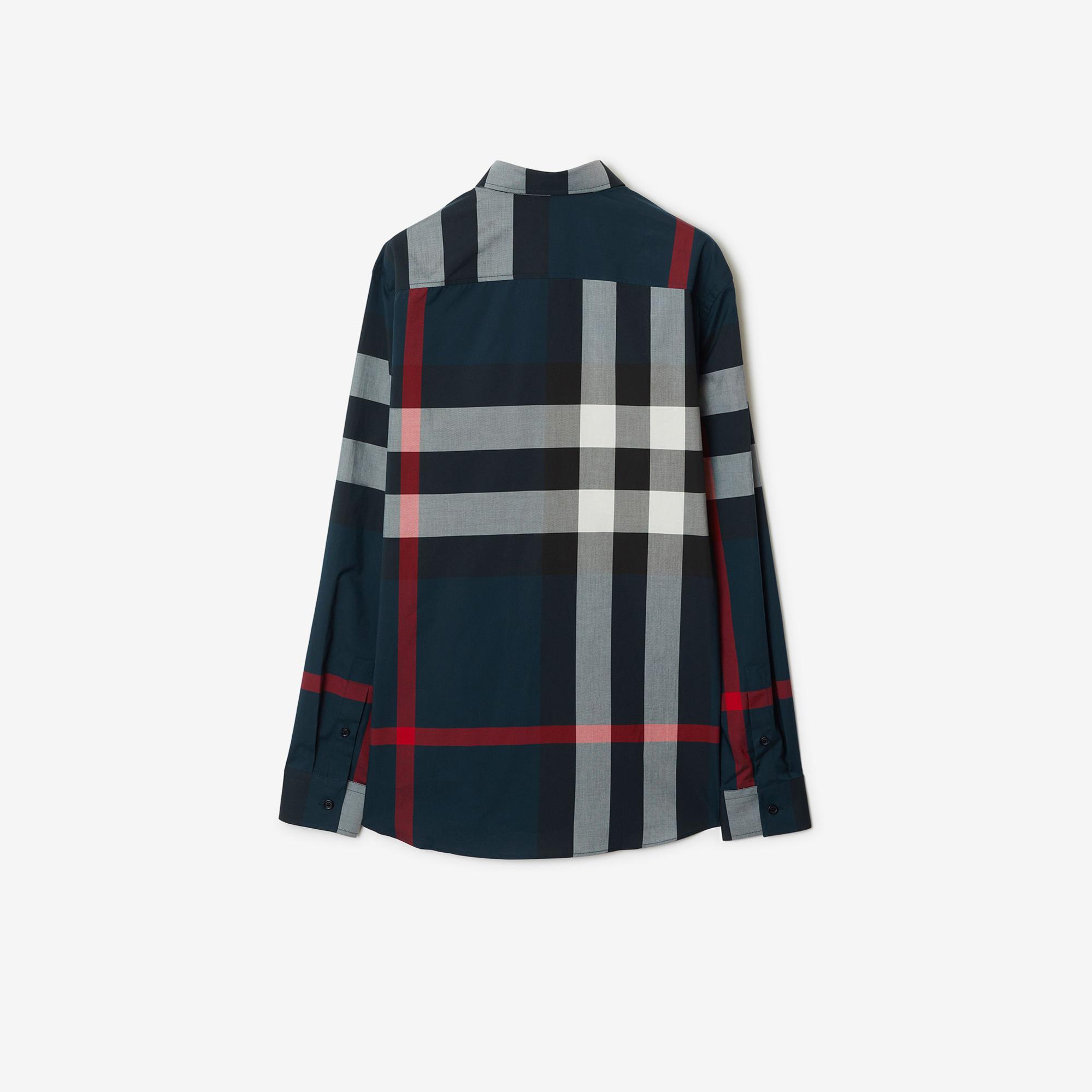Burberry Check Pamuklu Erkek Lacivert Gömlek